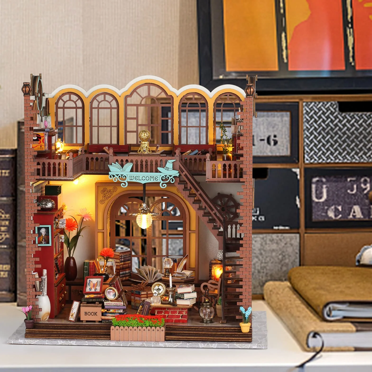 Cuteefun Książka Nook DIY, 3D drewniane puzzle książka ogon, półka do książki Nook, zestaw do samodzielnego wykonania, dekoracja pokoju dla dorosłych, zestaw na urodziny, Boże Narodzenie (magiczna