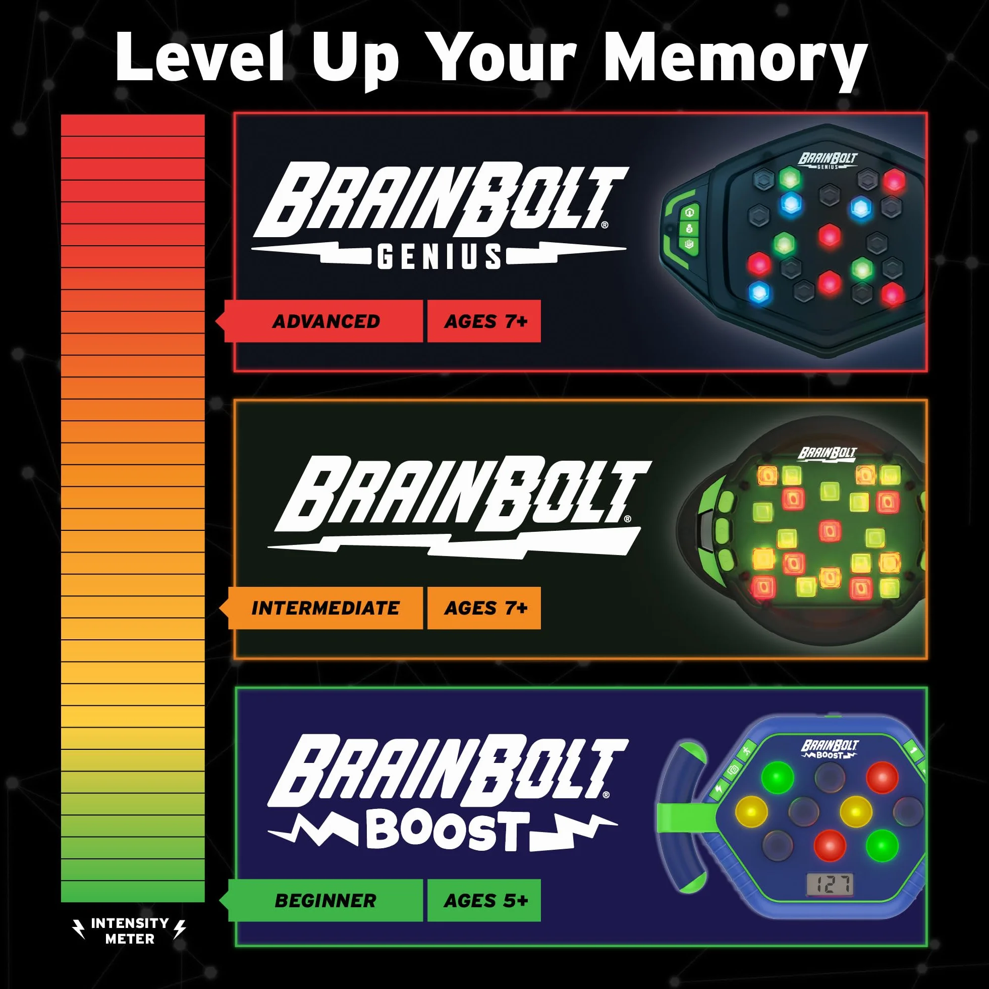 Learning Resources BrainBolt Boost, elektroniczna gra pamięci dla dzieci od 5 lat, 3 tryby gry, dla 1 gracza, gry podróżne dla dzieci