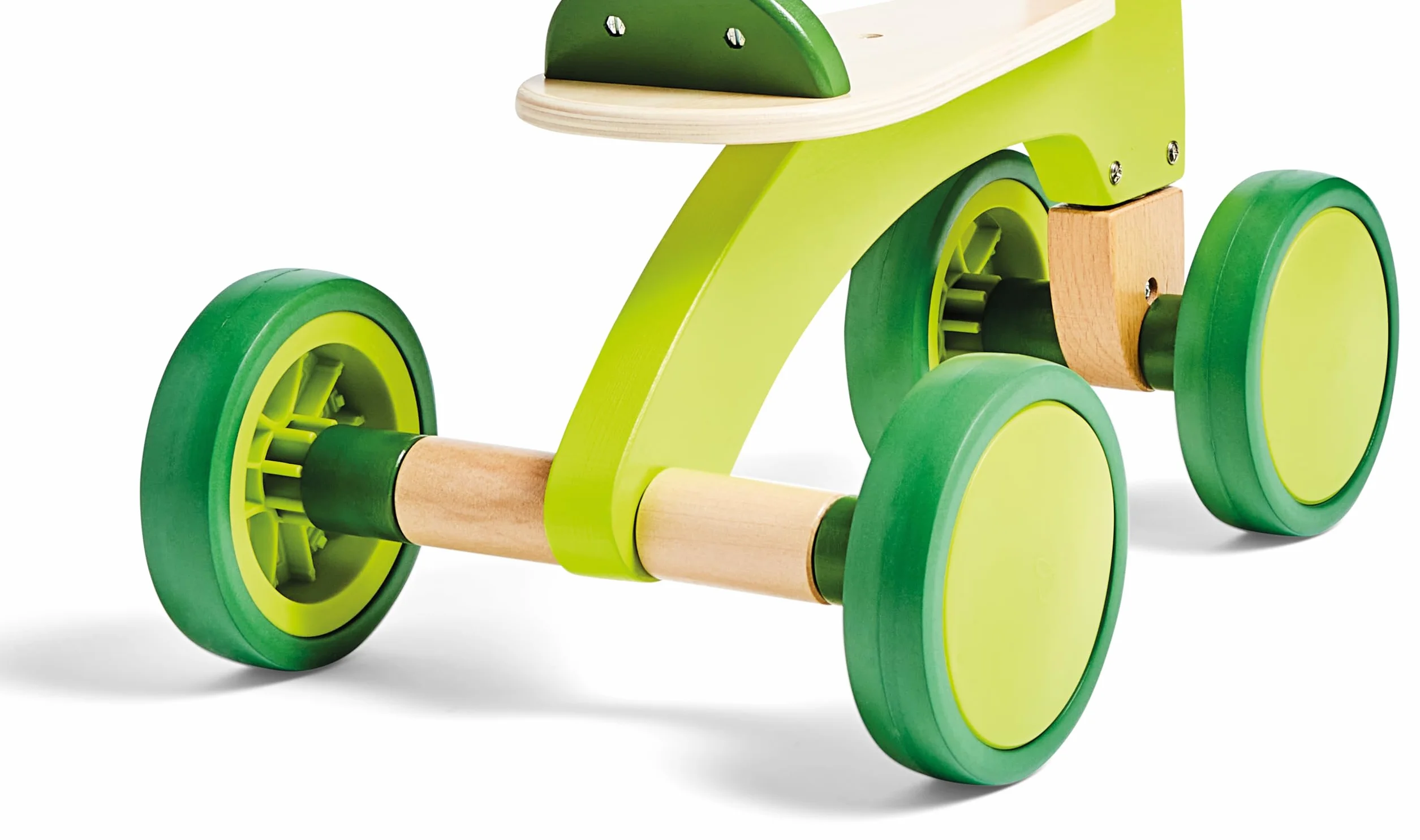 Hape Scoot-Around Balance Bike 4-Wheeled Sustainable Wood Rubber Tyres Bright Green