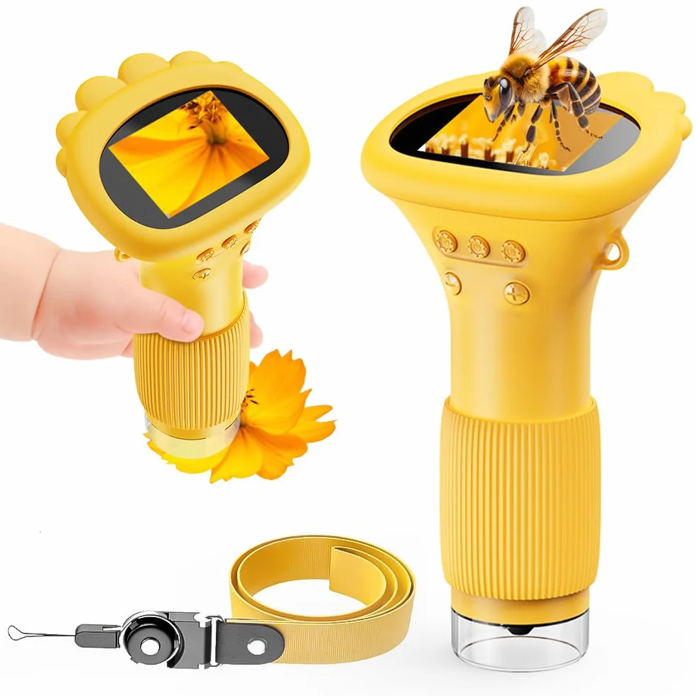 Mikroskop cyfrowy dla dzieci 2-calowy ekran 1000x powiększenie USB 8 LED