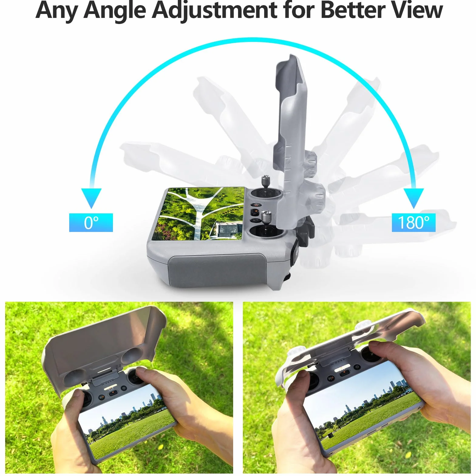 FPVtosky Mini 4 Pro RC-2 Sun Shield + 2 Screen Protectors + Lanyard Set - 3 in 1 Controller Mount for DJI Air 3, DJI Mini 4 Pro, RC Drone Accessories