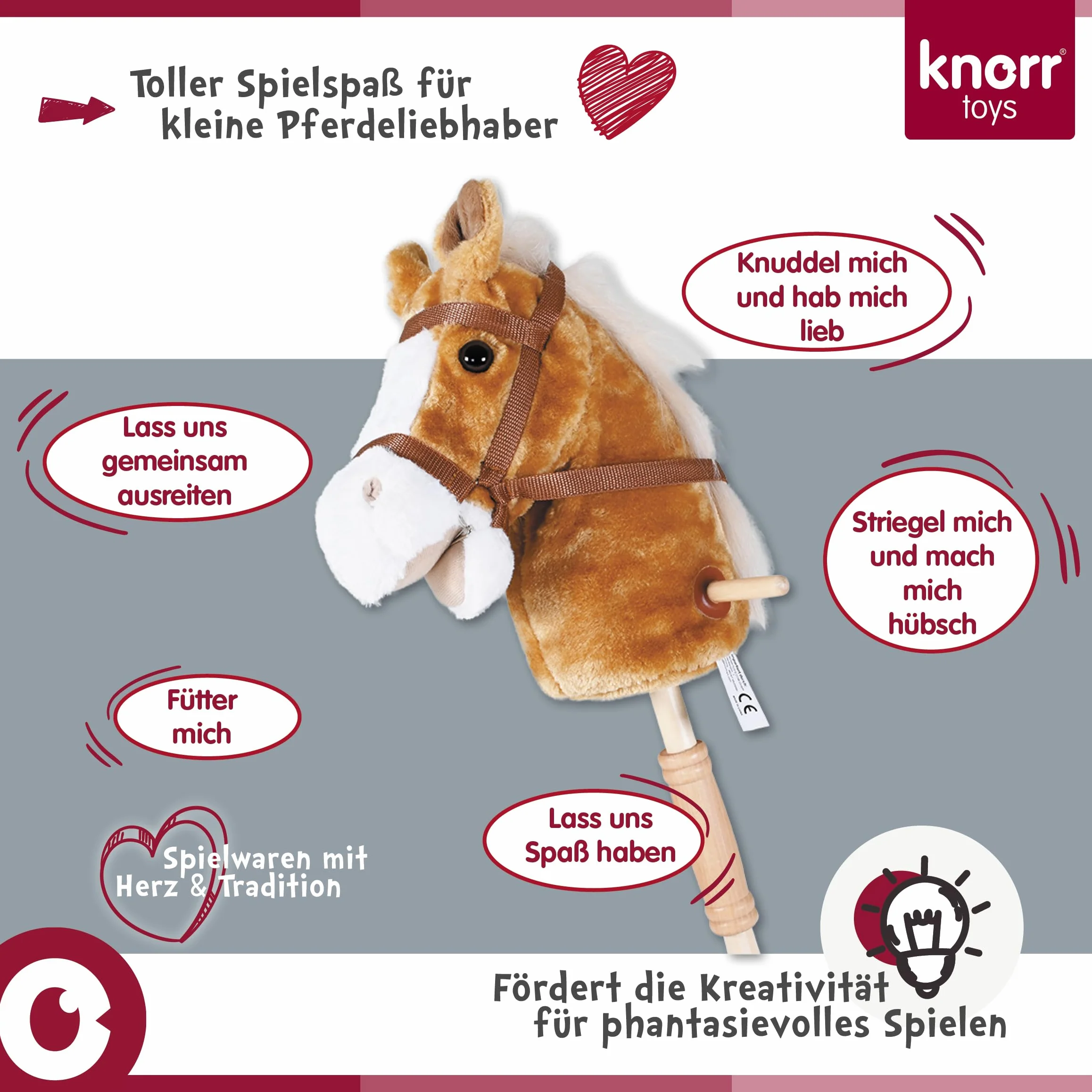 Knorrtoys 40102 - koń na kiju "Blacky", czarny