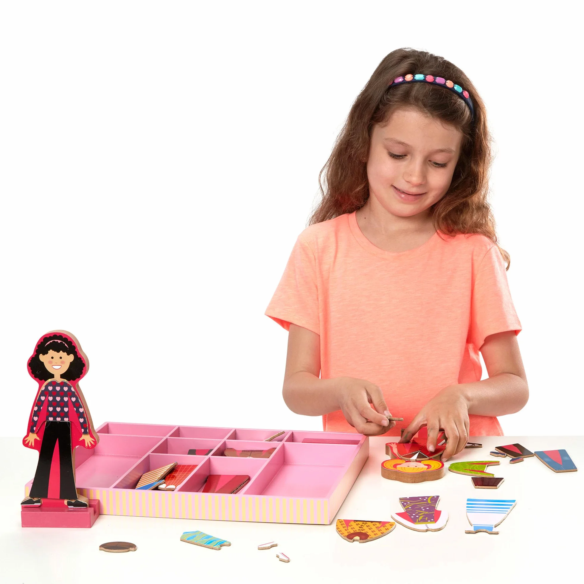 Melissa & Doug Abby & Emma Lalki do ubierania | Zestaw do zabawy w przebieranie | Drewniana zabawka kreatywna dla dzieci | Prezent dla chłopców i dziewczynek w wieku 3 4 5 6 lat