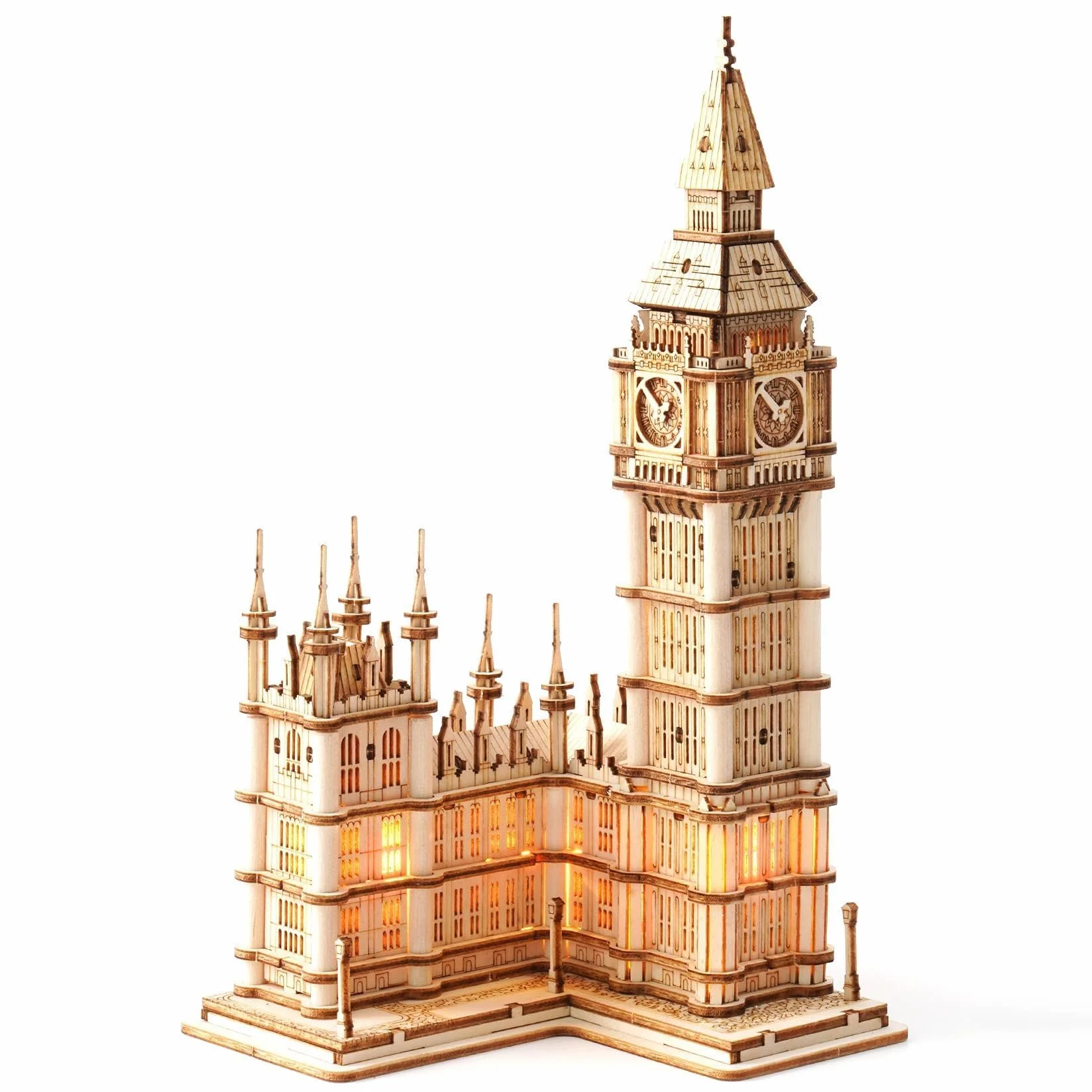 RoWood Puzzle 3D Big Ben do Modelarstwa z Drewna - Drewniane Puzzle "Zrób to Sam", Zestaw do Majsterkowania dla Dorosłych - Drewniany Prezent
