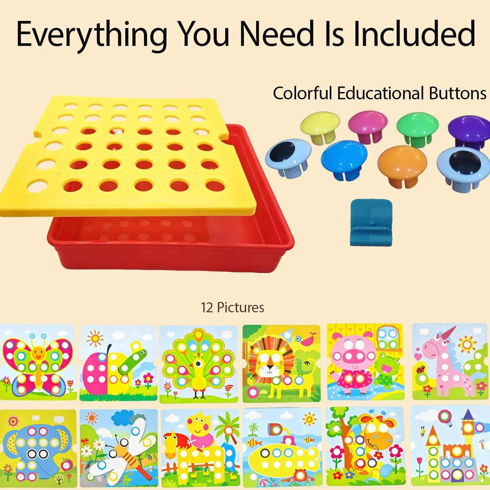 Cylora Montessori Toys Mozaika zabawka dla dzieci od 2 lat, do nauki kolorów, prezent dla dziewcząt lub chłopców, gra w dobór kolorów, zabawka edukacyjna
