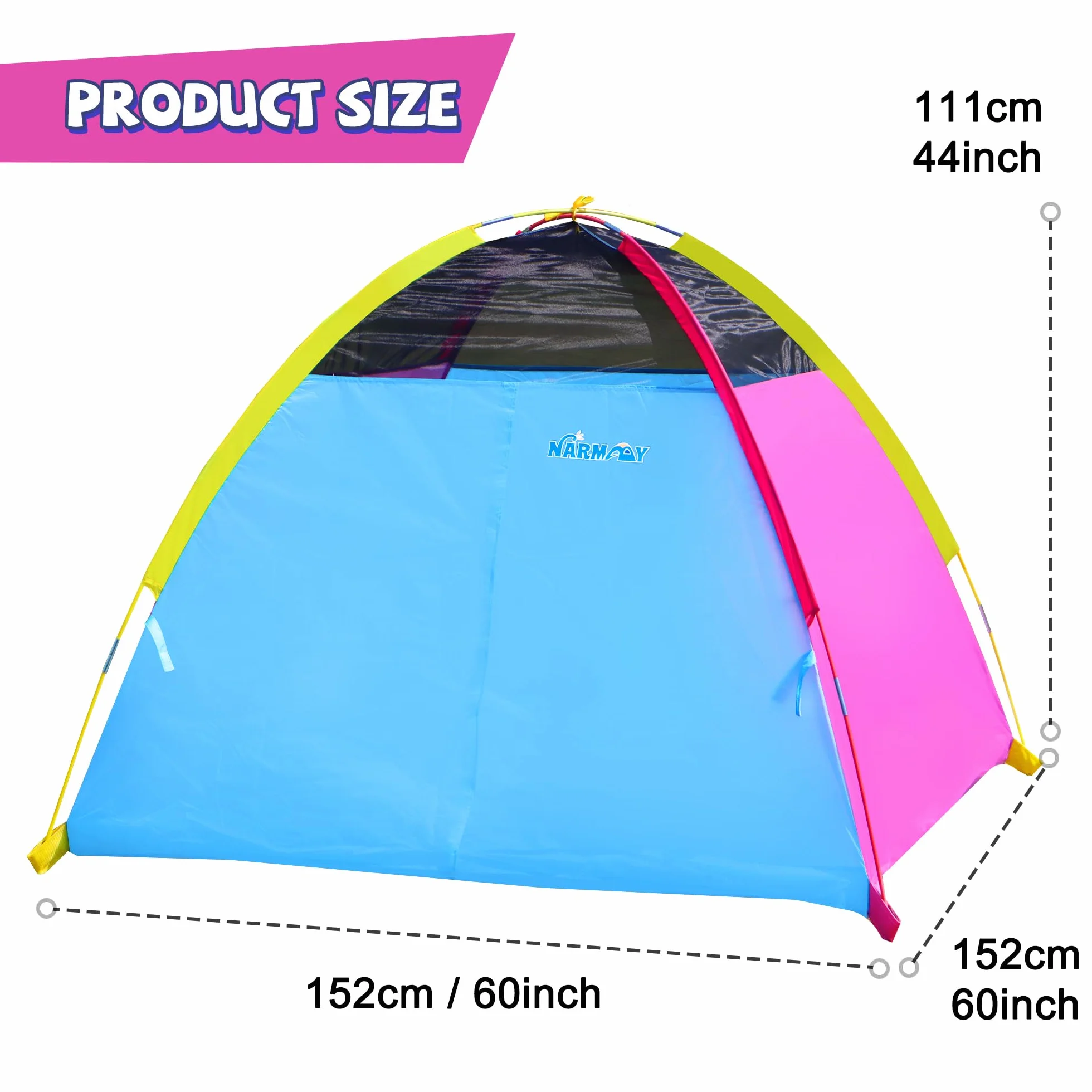 NARMAY® Namiot do zabawy Easy Joy namiot kopułowy dla dzieci do wewnątrz/na zewnątrz - 152 x 152 x 111 cm