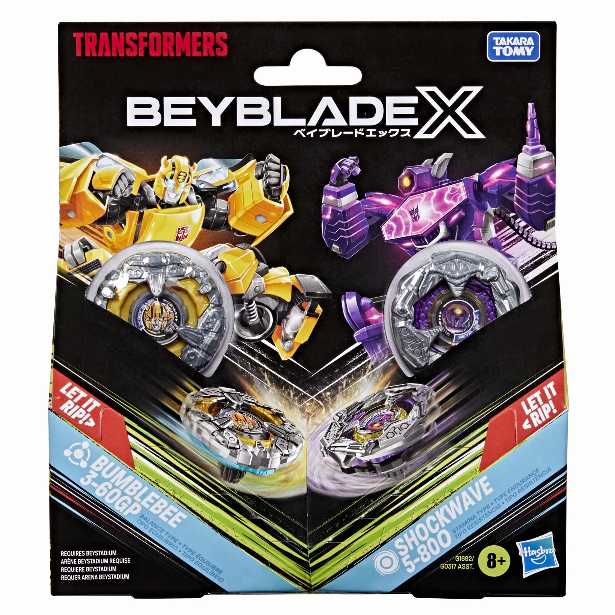 Beyblade X/Transformers Collab, Bumblebee 3-60GP kontra Shockwave 5-80O