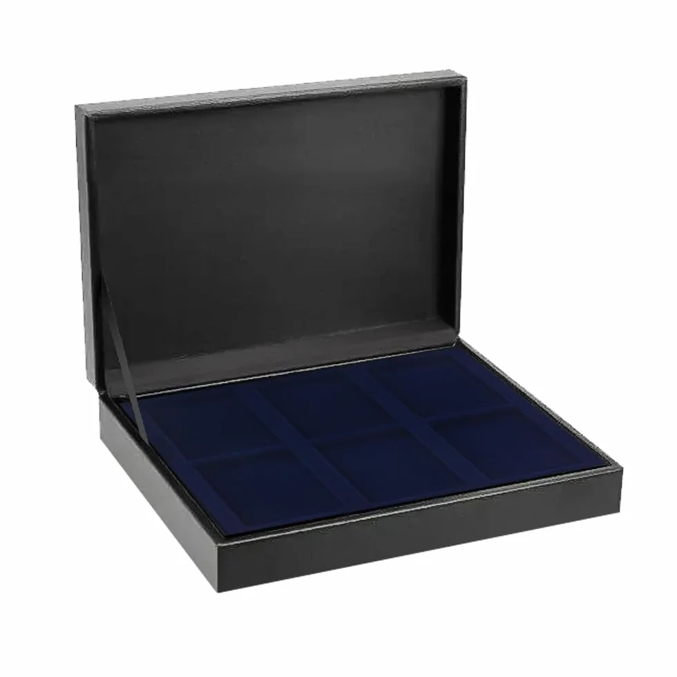 SAFE Złota kaseta Deluxe walizka na 6 sztabek złota z wysokiej jakości czarnego materiału skórzanego