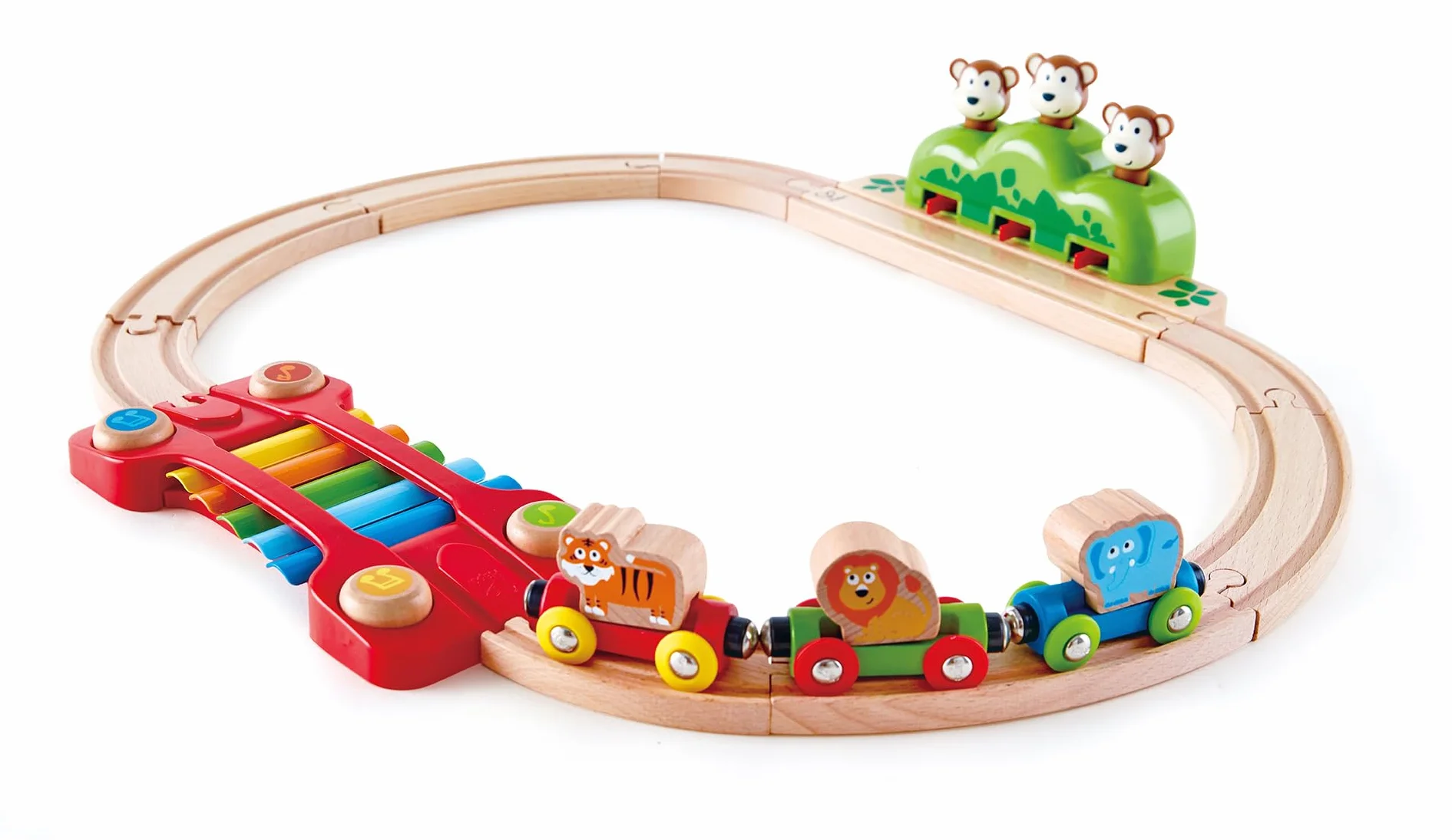 Hape E3825 Music and Monkeys Wooden Train Set - My First Railway