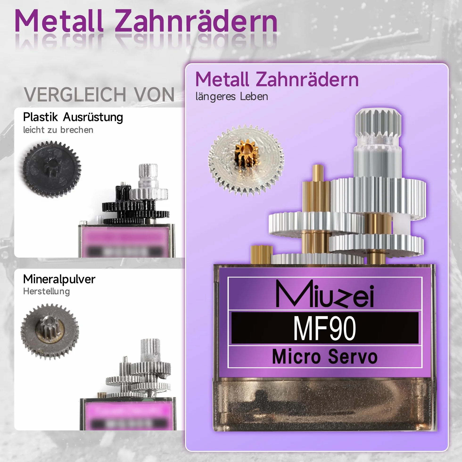 Miuzei Micro Servo Metal Gear 9G RC Serwo do Arduino Helikopterów Łodzi Samochodów 1/10 1/8 Zestaw 4 sztuki