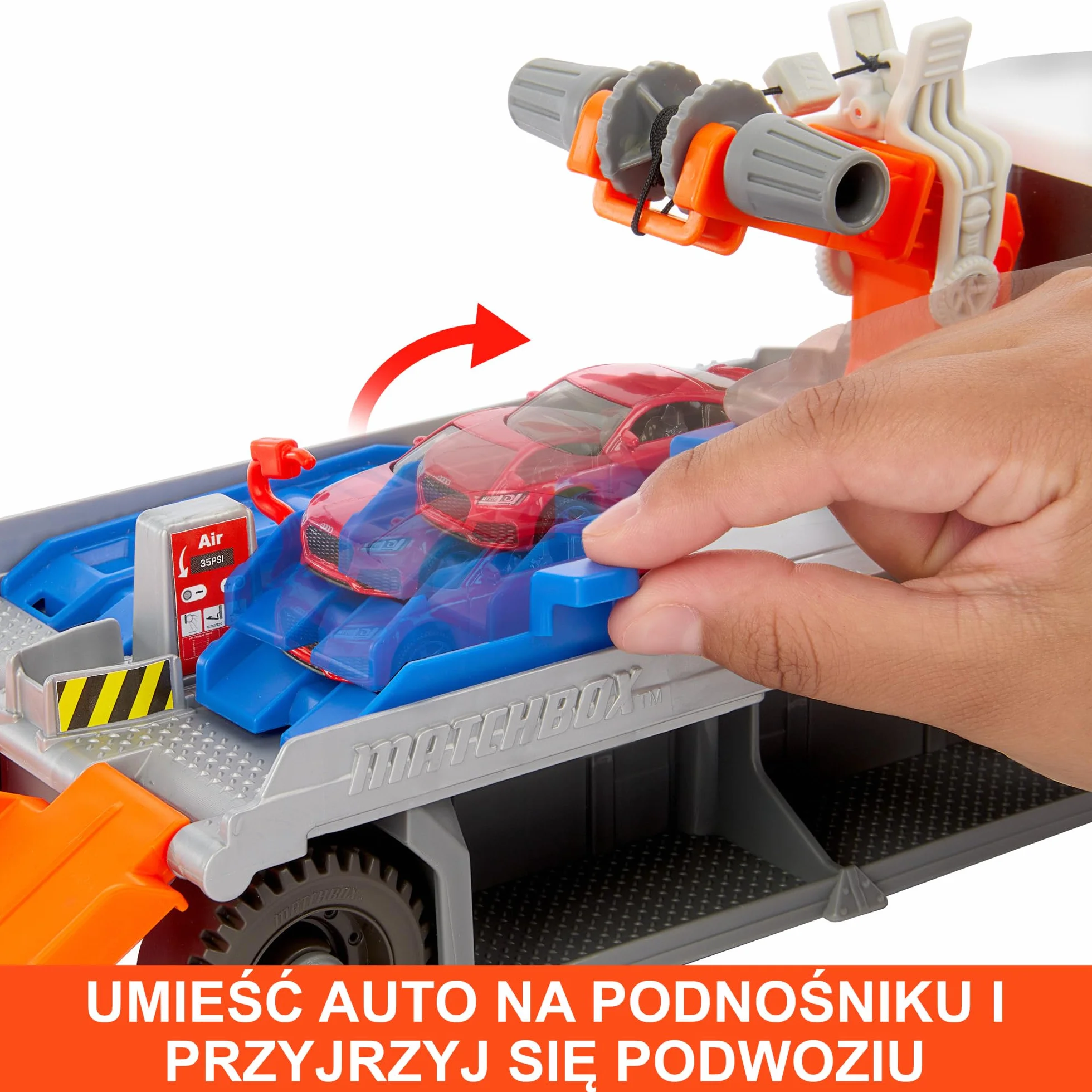 Matchbox HRY43 Prawdziwe Przygody Laweta Pomoc drogowa Zestaw z ciężarówką warsztatem Audi TT RS Coupe 1:64