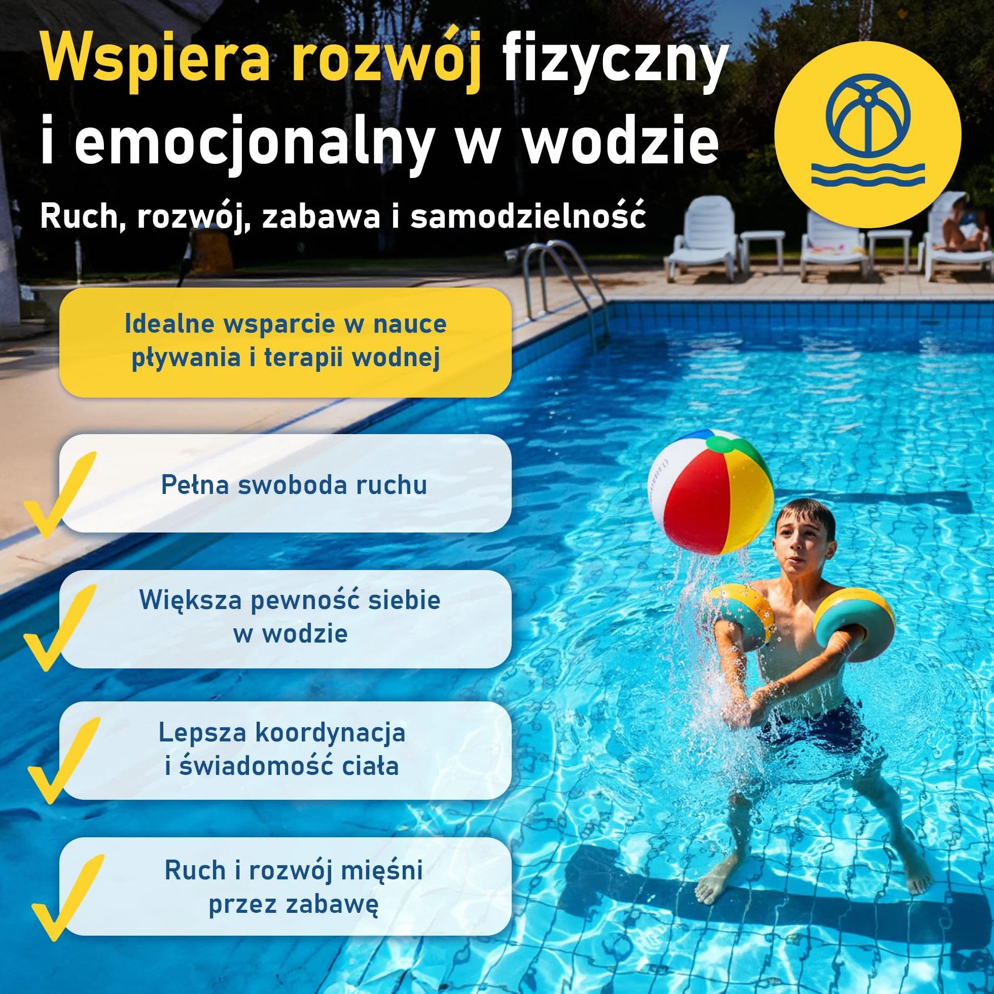 Cherek’s KraulQuappen Rękawki do nauki pływania dla młodzieży i starszych dzieci do 60 kg – duży otwór na ramię – rękawki wypornościowe z rdzeniem piankowym