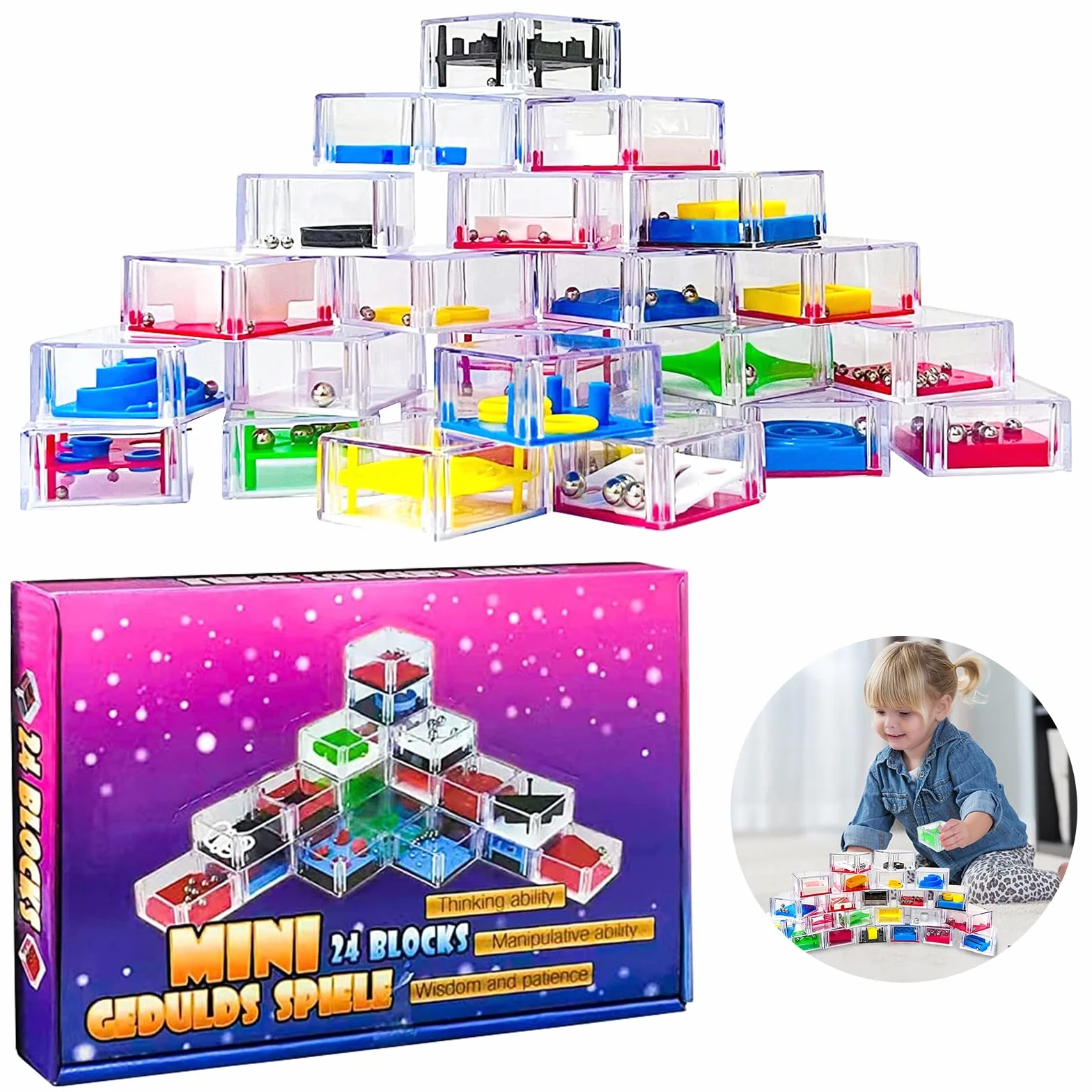 24 sztuki mini gry myślącej, logiczna gra, gra w cierpliwość, 3D zręcznościowa zabawka na urodziny dziecka
