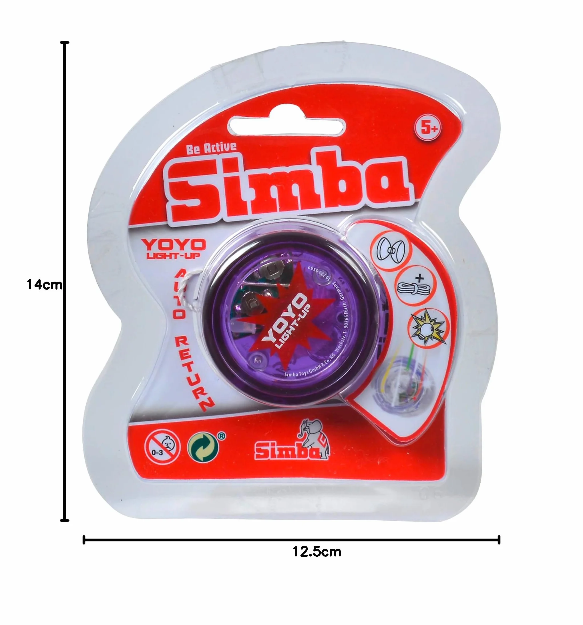 Simba 107230569 - YoYo Light-um, 3-krotnie posortowane, dostarczany jest tylko jeden artykuł, z efektem świetlnym, wolny bieg, zapasowy sznurek, od 5 lat