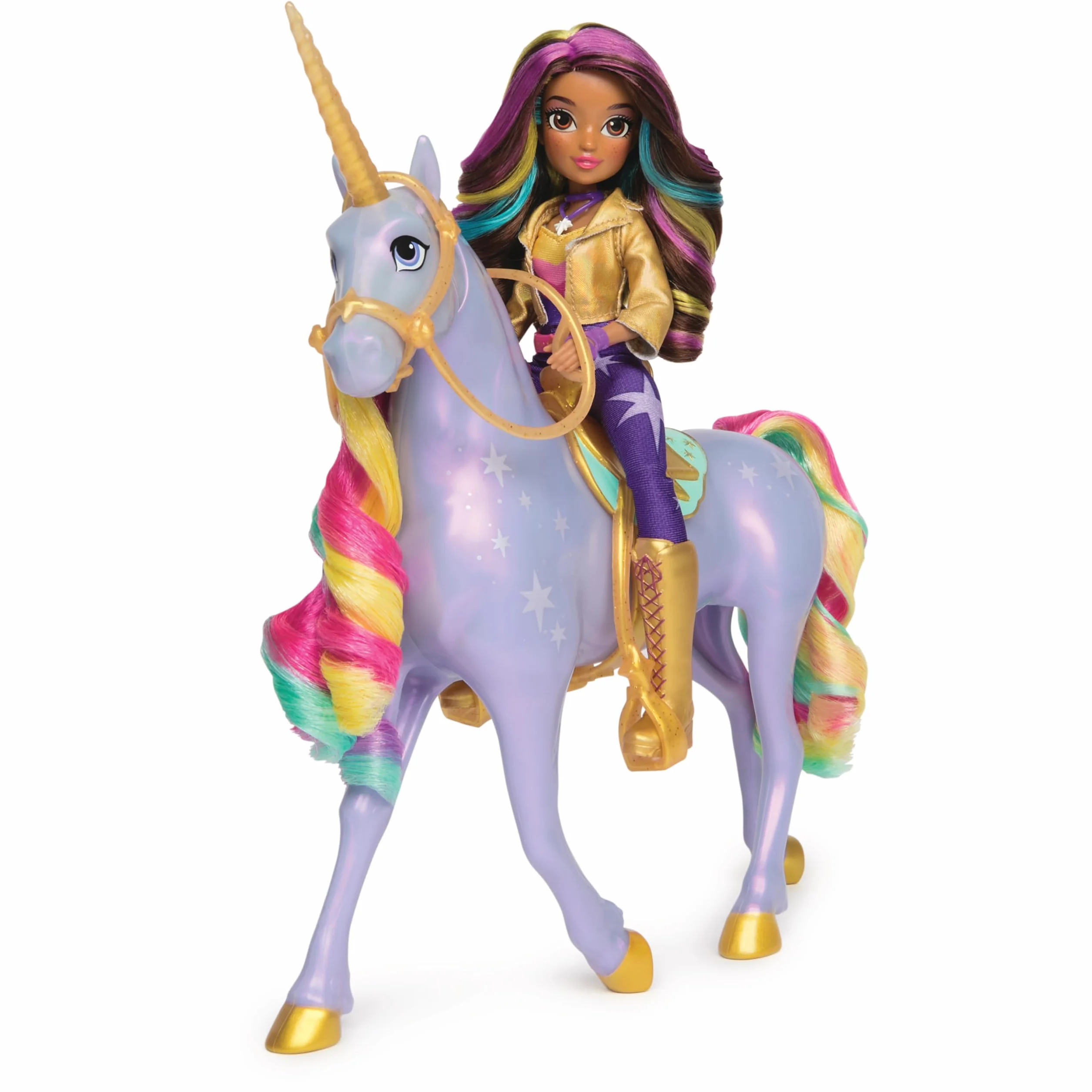 Unicorn Academy - The School of Unicorns - Wildstar Function Unicorn 28 cm + Lalka Sophia 24 cm - Z dźwiękami i światłami - Zabawki inspirowane serią Unicorns School - Zabawka dla dzieci od 4 lat