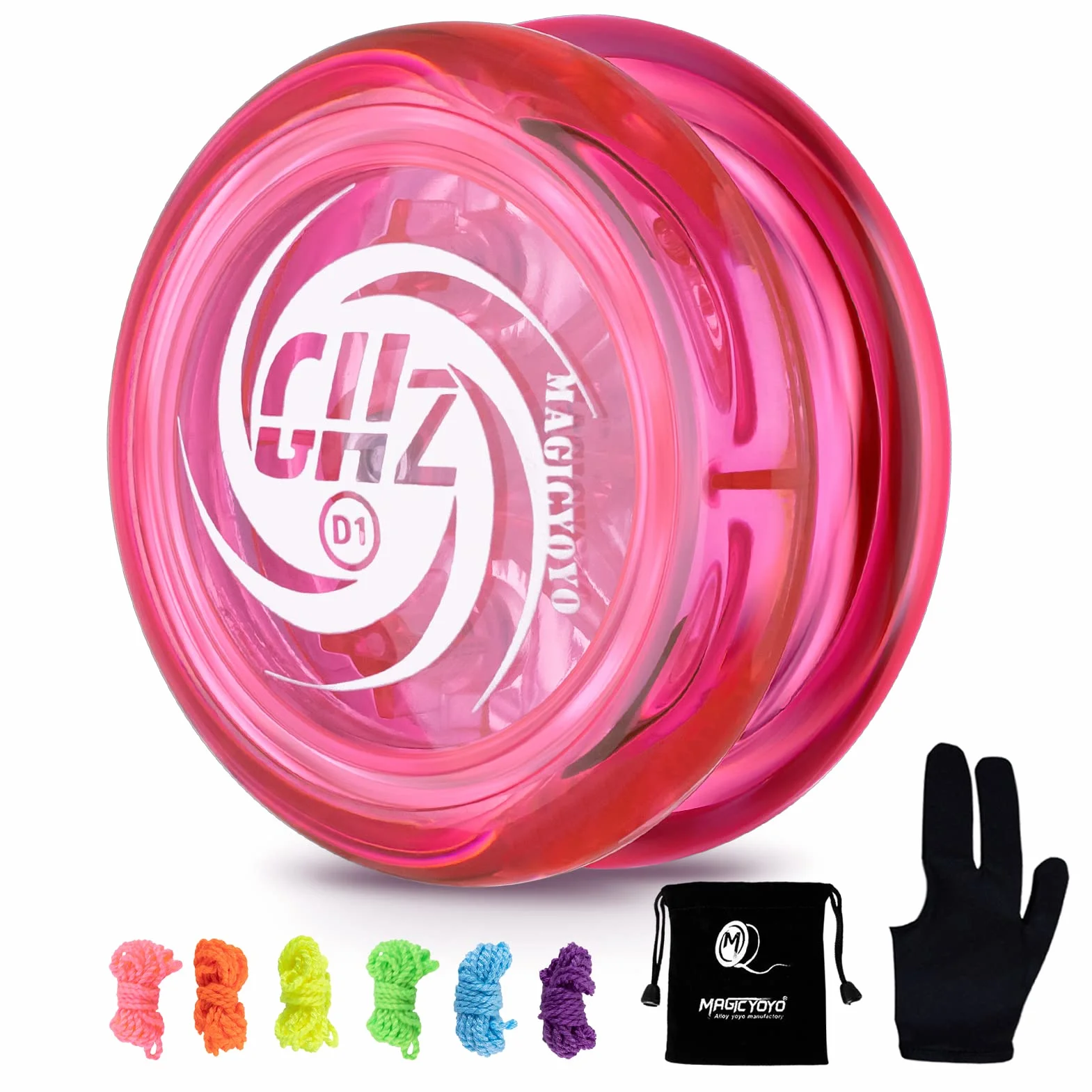 MAGICYOYO Responsywne Yoyo D1 GHZ, 2A Lopping Yoyo dla dzieci, profesjonalne plastikowe jo-jo dla początkujących + 6 strun zamiennych YoYo + rękawica Yo + torba do przechowywania jojo
