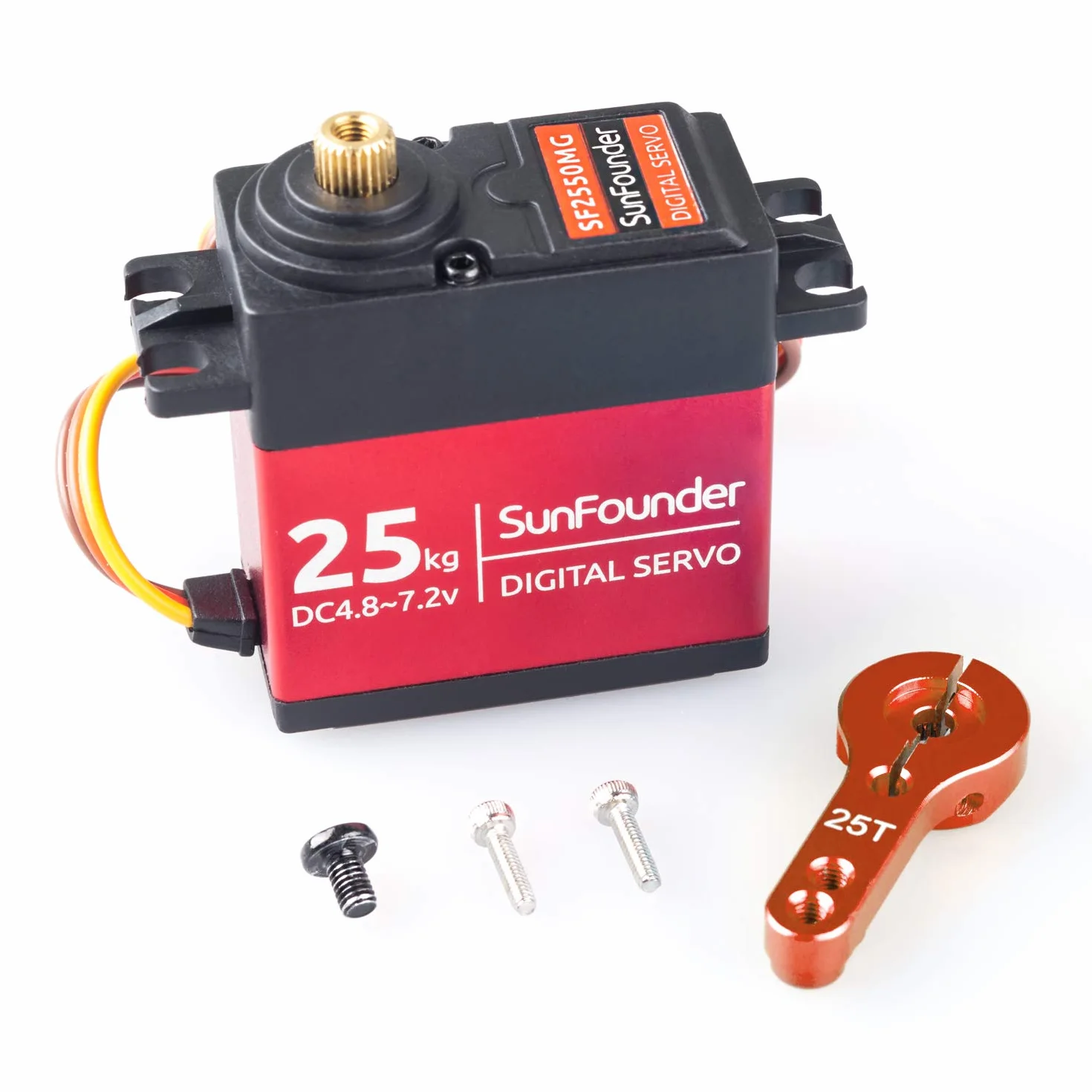 Sunfounder Serwo silnik High Torque 25 kg, DS-S020 metalowa przekładnia, cyfrowy serwo, metalowa obudowa, kąt sterowania 180° do RC Robot Cars, Crawler Robot