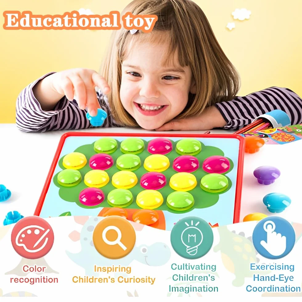 Cylora Gry Montessori dla dzieci w wieku od 3 do 6 lat, z 46 dużymi perłami i 12 kolorowymi kartami, tabletem i pojemnikiem