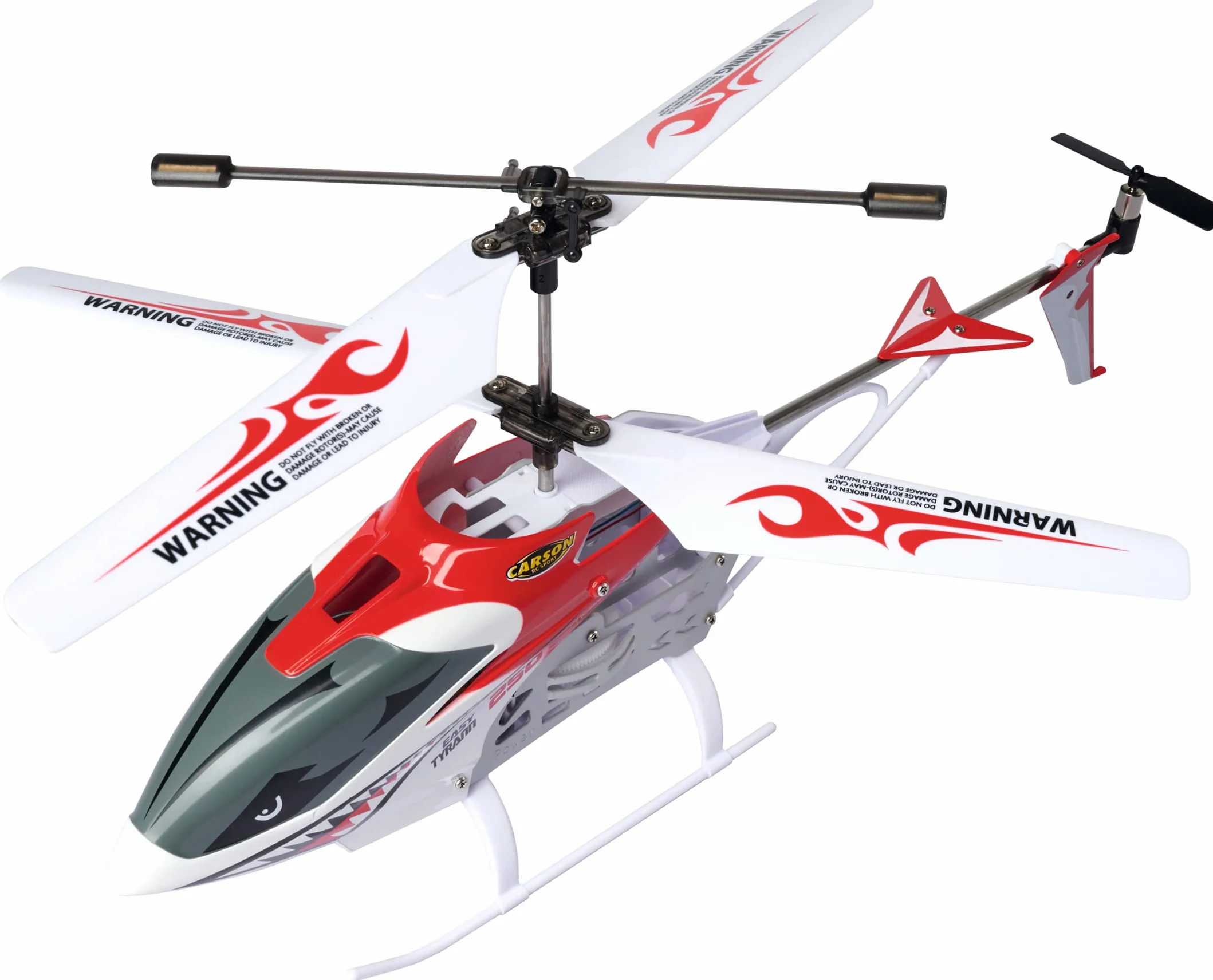 Carson 500507161 Easy Tyrann 250 czerwony – zdalnie sterowany helikopter, wytrzymały RTF (Ready to Fly) model dla początkujących, łącznie z bateriami, dla dzieci od 12 lat