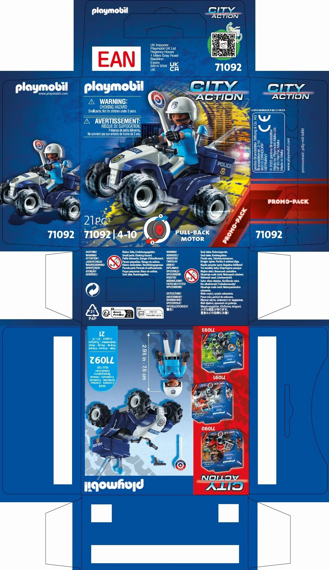 PLAYMOBIL City Action 71092 Policyjny Speed Quad, wyposażony w napęd wsteczny, od 4 lat