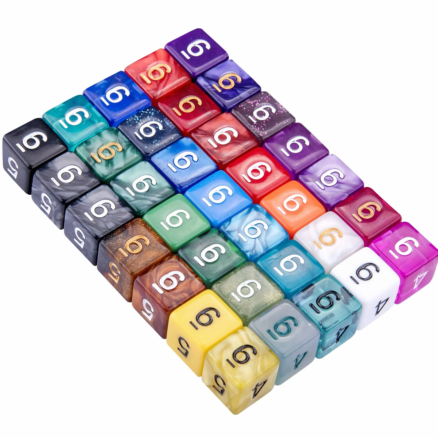 SIQUK Kości wielościenne, 6-stronne, różne kolory, do gier stołowych DND RPG, MTG, z czarną aksamitną torbą do przechowywania, 35 szt