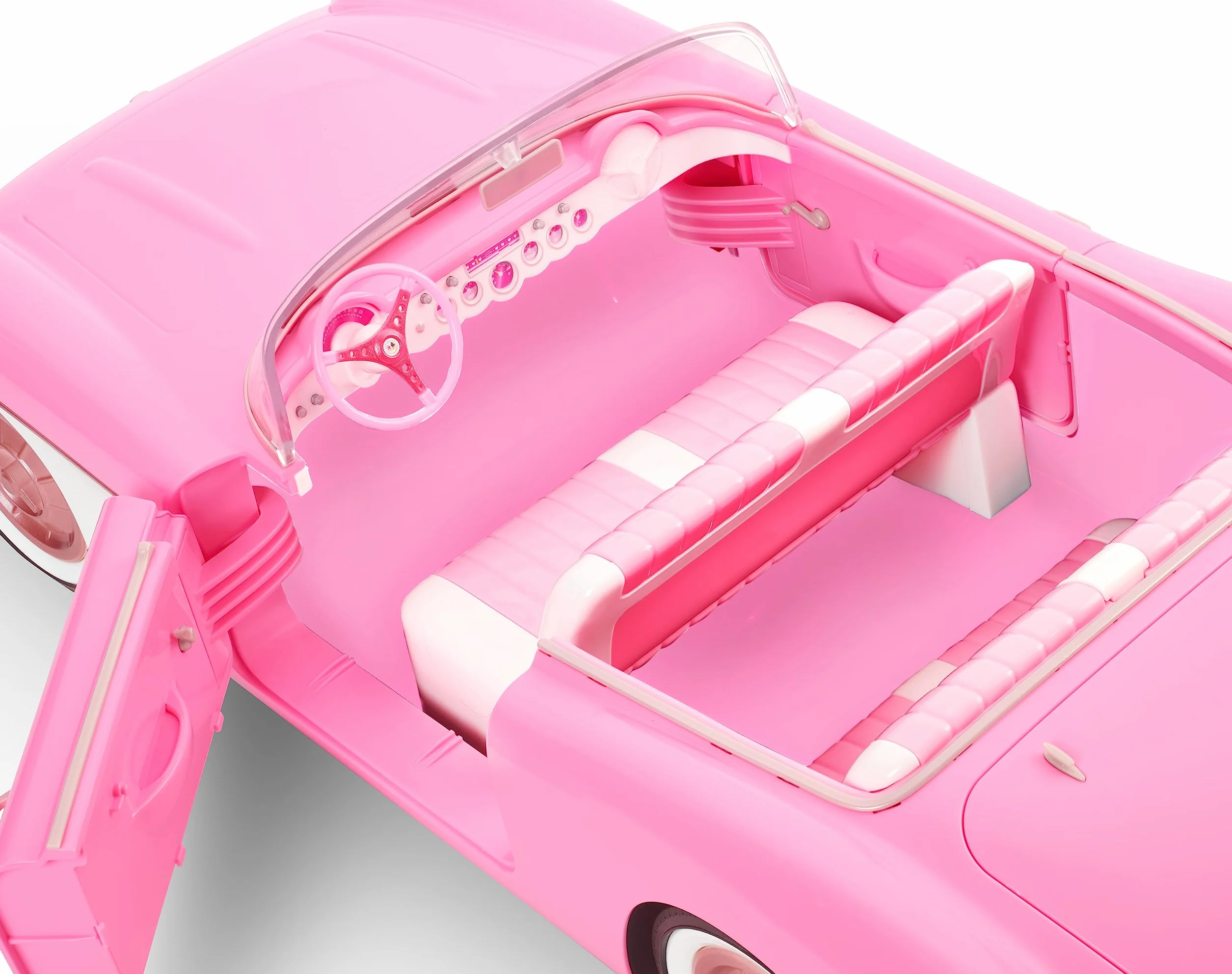 Barbie Filmowy kabriolet Deluxe Różowe auto Corvette inspirowane filmem „Barbie”, z białymi oponami i miejscem do przechowywania w bagażniku HPK02