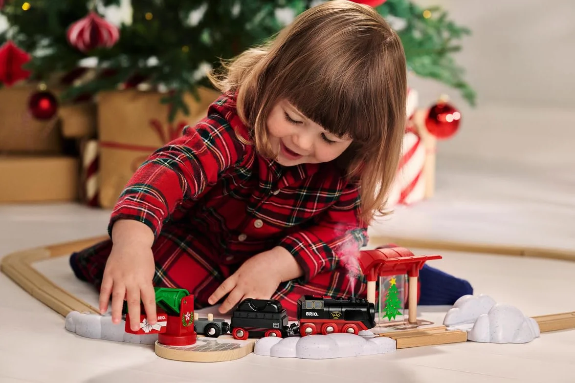 BRIO World - Batterie-Dampflok Weihnachts-Set