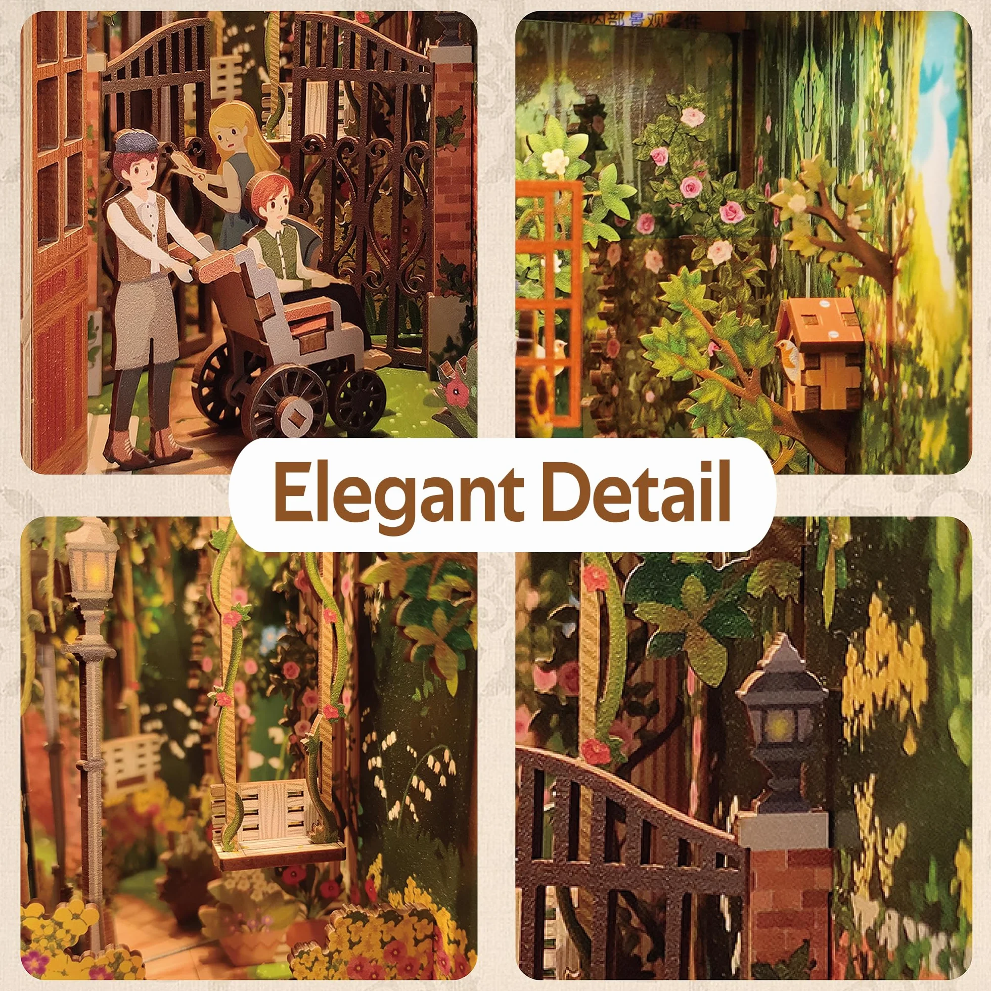 Tonecheer DIY Book Nook Kit drewniany model zestaw 3D puzzle dla dorosłych do budowy miniaturowego domu domki dla lalek miniaturowy zestaw do domu zestaw rzemieślniczy ze światłem spersonalizowane