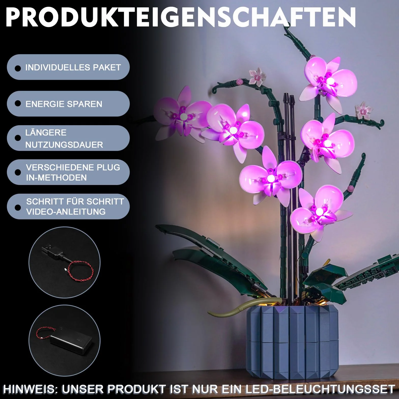 Zestaw oświetleniowy LED do LEGO Orchidea 10311, kolekcja botaniczna