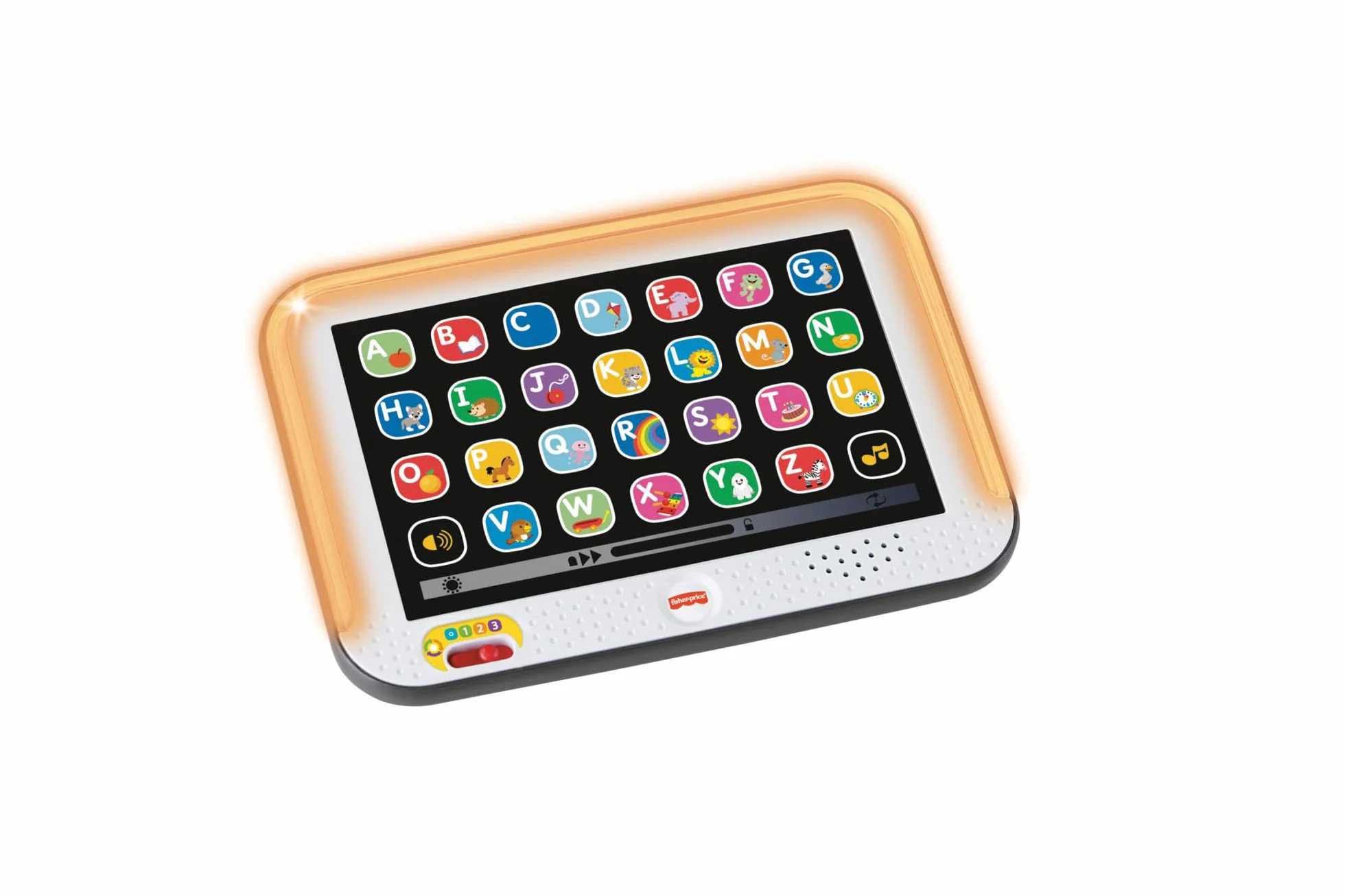 Fisher-Price Zabawka edukacyjna dla małych dzieci, atrapa komputera Smart Stages z muzyką i funkcją świecenia, dla dzieci od 1 roku życia, wersja niemiecka, HXB66