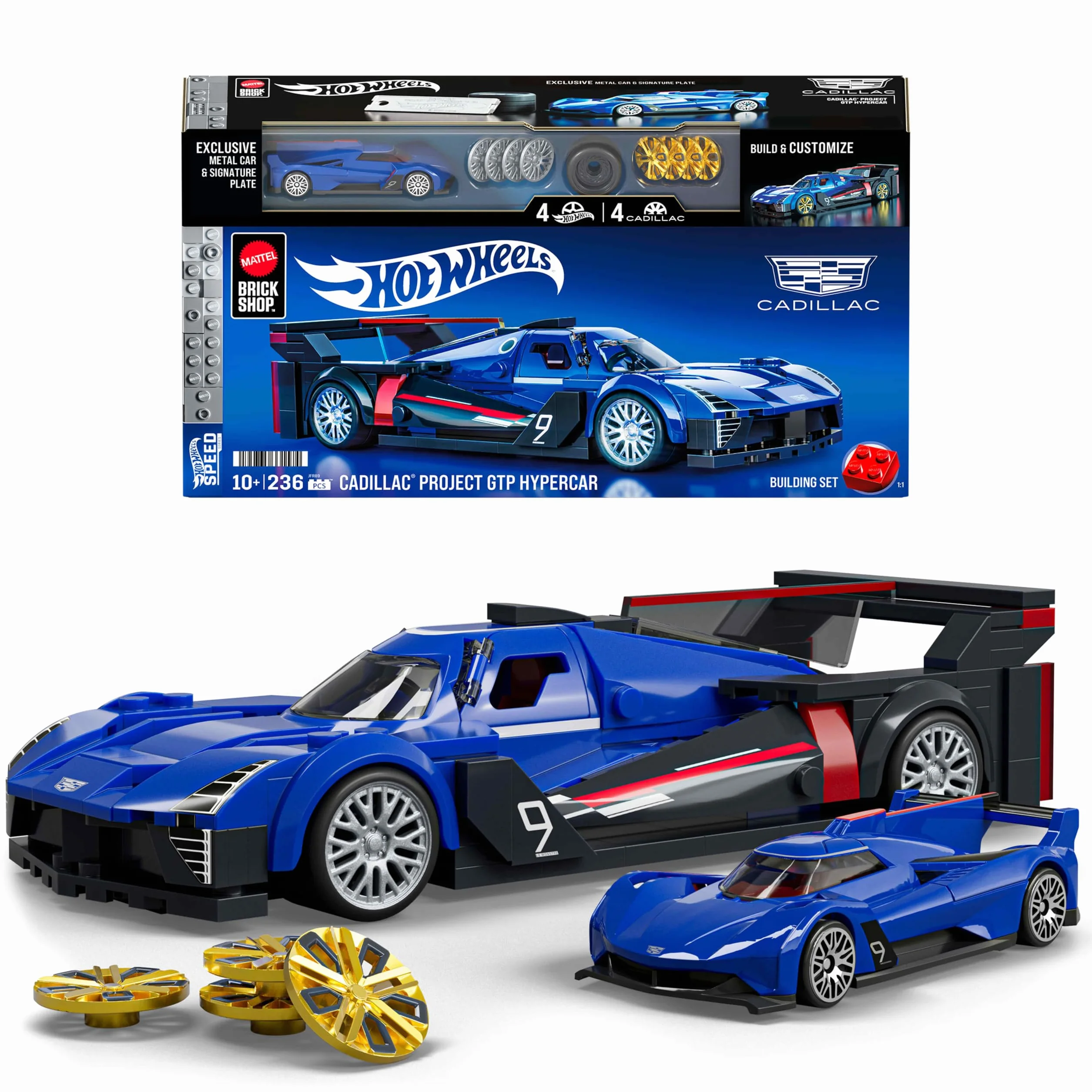 Mattel Brick Shop Hot Wheels Cadillac Project GTP Hypercar Zestaw Konstrukcyjny 236 Elementów JFR89