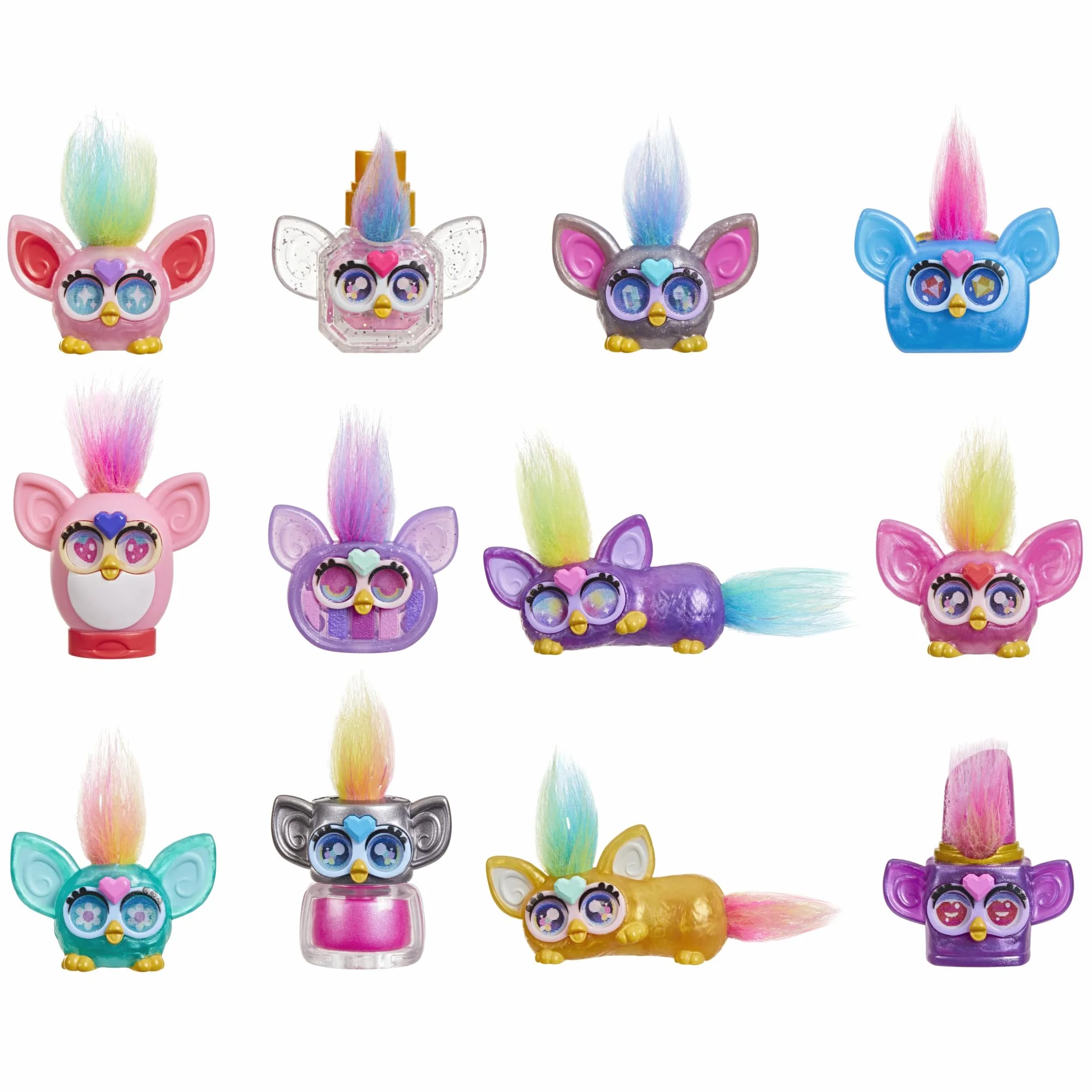 Wielopak 12 miniaturowych figurek-niespodzianek Furby z motywami mody, zabawki kolekcjonerskie o wysokości 2,54 cm dla dzieci w wieku od 5 lat, seria 2
