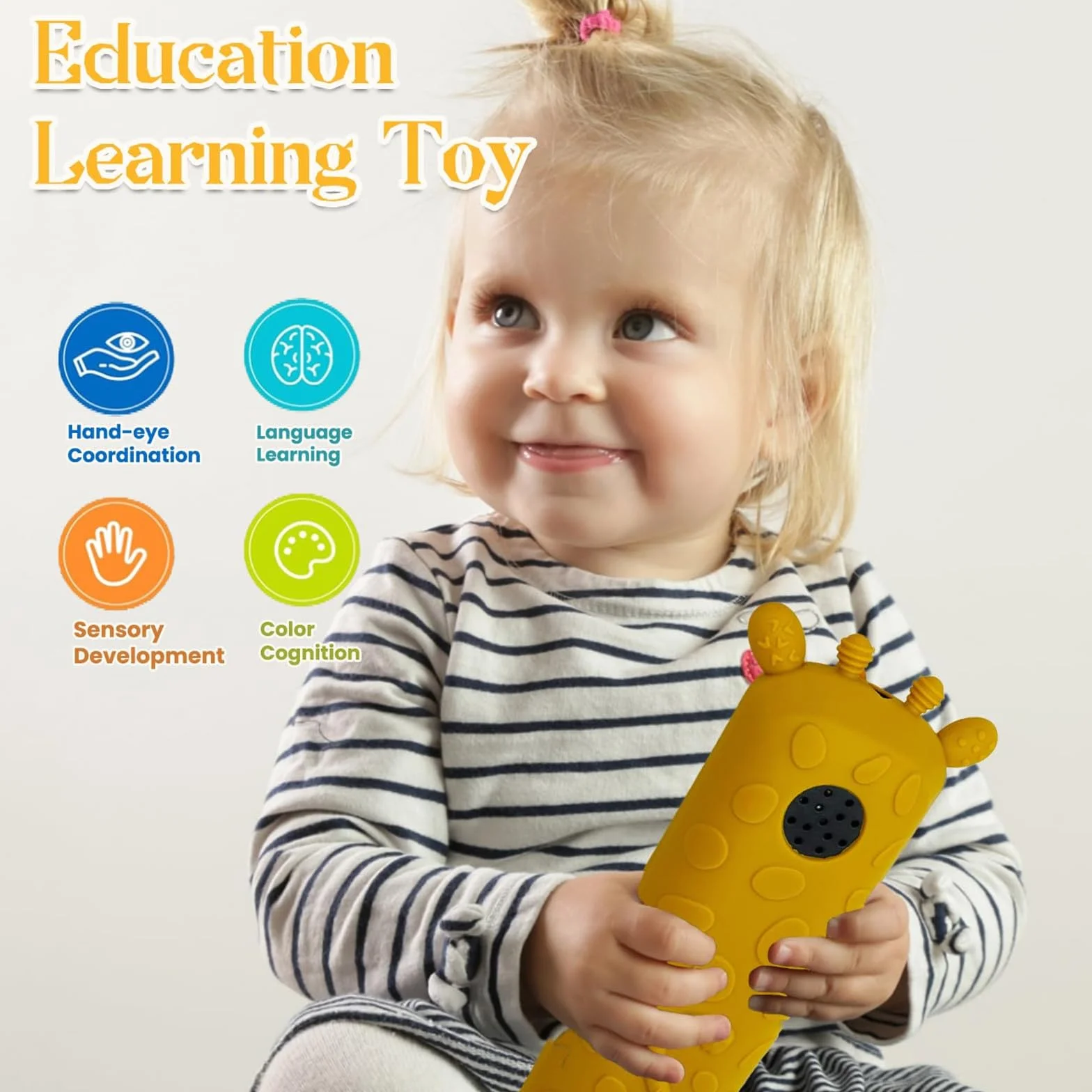 Silikonowy Pilot Do Telewizora Dla Noworodków, 6-9 Miesięcy, Gra Muzyczna i Edukacyjna Montessori Dla Dzieci 1 Rok, Prezenty Na Wczesne Urodziny 7, 8, 10, 12 Miesięcy (Czarny)