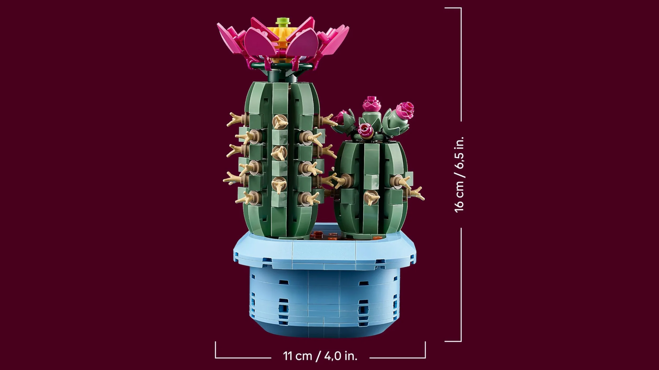 LEGO Botanicals Kwitnący kaktus, roślina ozdobna w doniczce do zbudowania, zestaw klocków dla dzieci, pomysł na prezent dla dziewczynek od 9 lat, chłopców i miłośników sztucznych kwiatów 11509