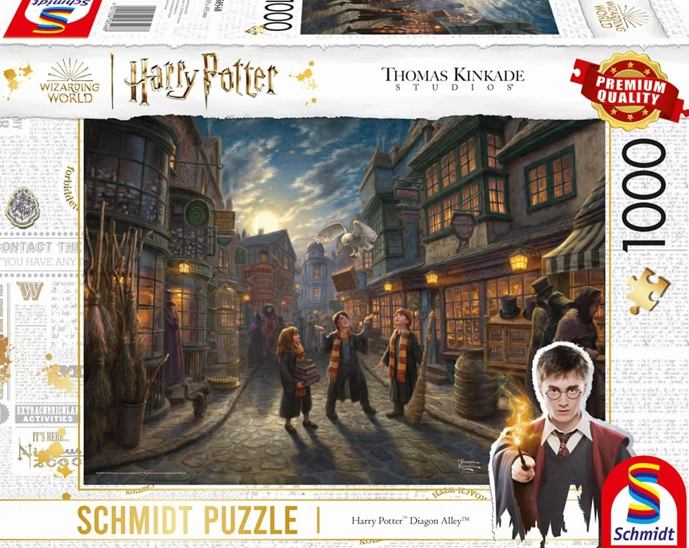 Schmidt Spiele 58548 Wizarding World, Harry Potter, Diagon Alley, Thomas Kinkade, puzzle, 1000 elementów, wielokolorowe