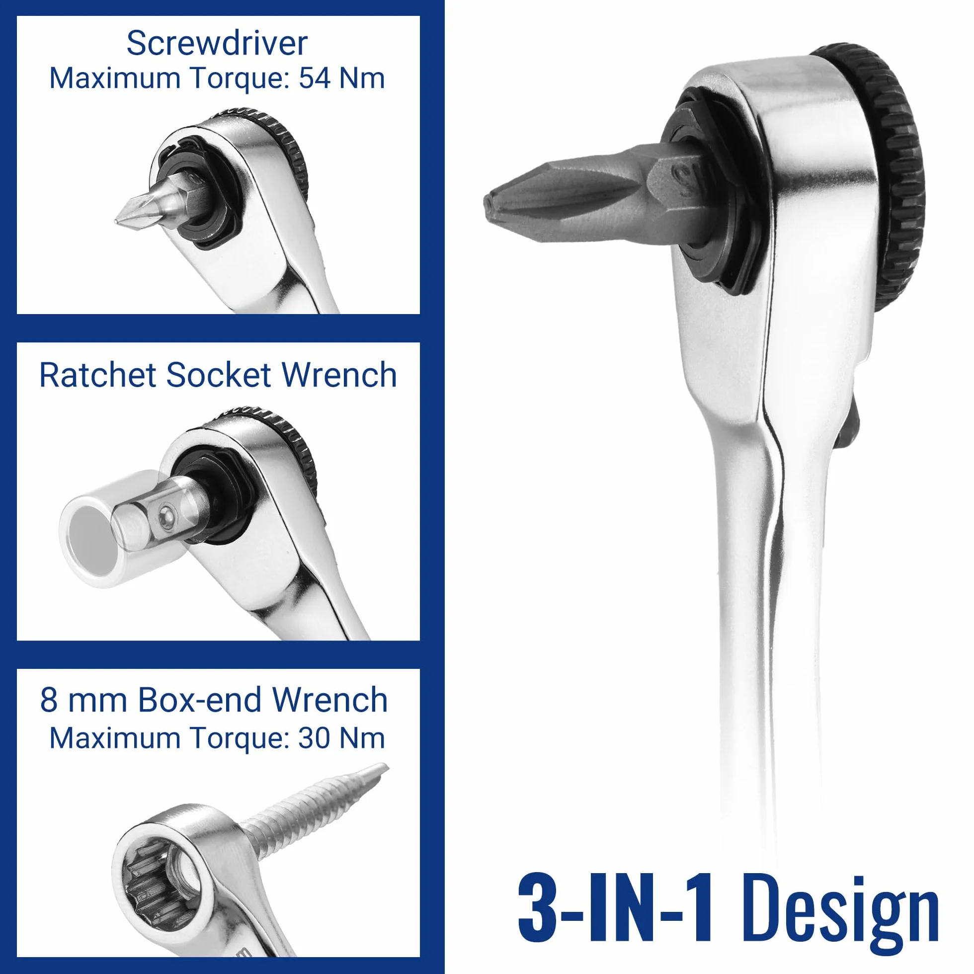 WORKPRO 21-częściowy zestaw mini kluczy grzechotkowych 1/10.2 cm z podwójnym zakończeniem zawiera 19-częściowy śrubokręt i 1-częściowy adapter, 72-zębowy klucz nasadowy z odwracalnym przełącznikiem