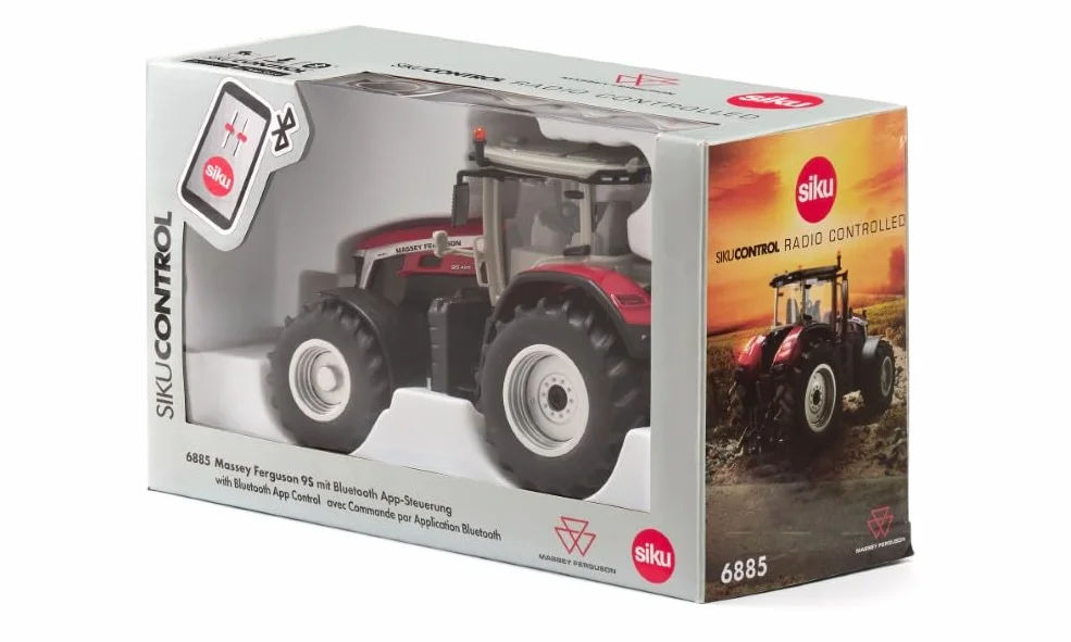 siku 6885, Massey Ferguson 9S Traktor, 1:32, Zdalnie sterowany, Zdalne sterowanie przez Bluetooth w aplikacji, Bez modułu zdalnego sterowania, Metal/Tworzywo sztuczne, Czerwony
