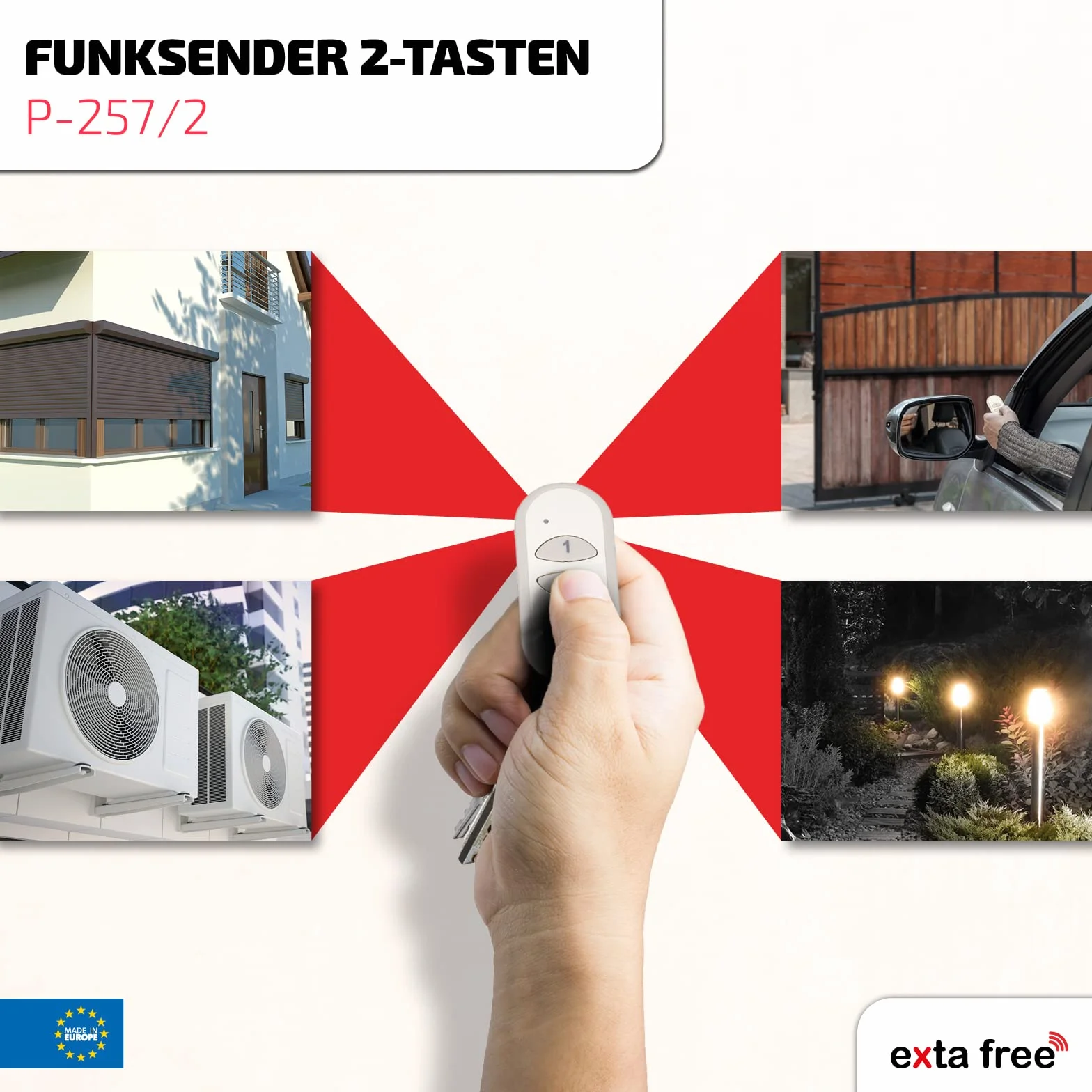 EXTA FREE 2-kanałowy pilot zdalnego sterowania, 1 sztuka, P-257/2