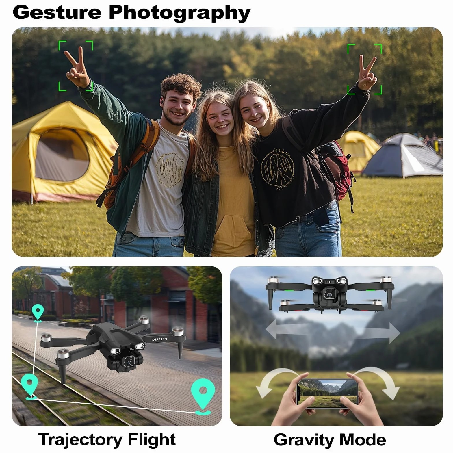 12PRO Dron z kamerą 4K HD 2 kamery Dron 5G WIFI FPV RC Składany quadcopter Utrzymanie wysokości 2 baterie