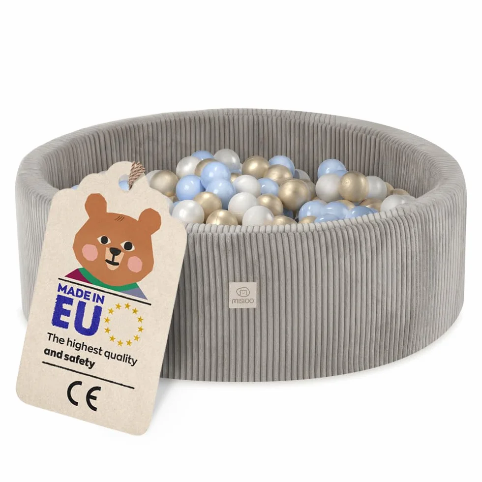 MISIOO Basen z kulkami – 90 x 30 cm – 200 kulek – wysokiej jakości piłki do kąpieli dla dzieci – miękka i bezpieczna zabawka – nadaje się do prania