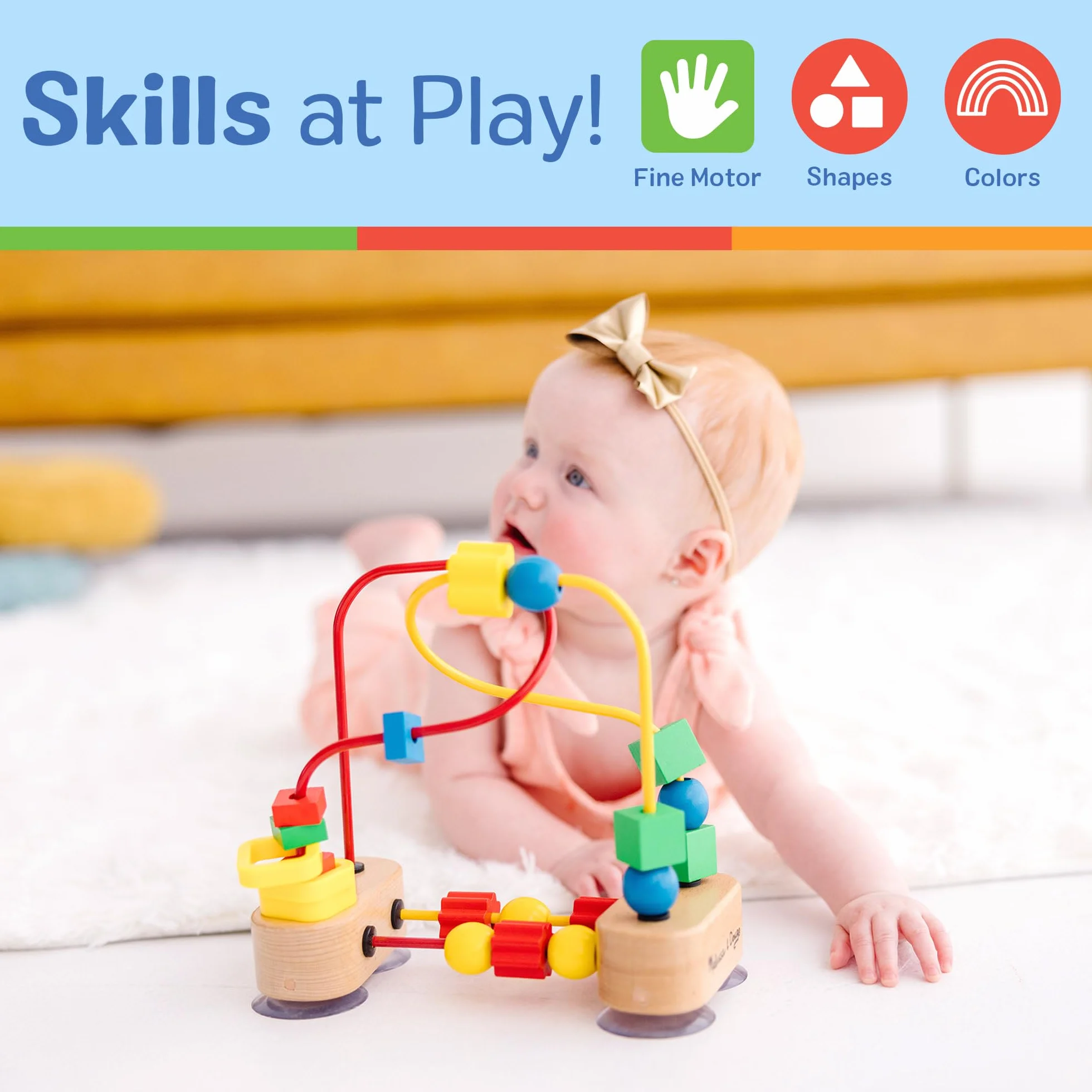 Melissa & Doug – pierwszy labirynt koralikowy (zabawki rozwojowe, drewniana zabawka edukacyjna, rzemiosło wysokiej jakości i solidna konstrukcja, wys. 19,685 cm x szer. 9,525 cm x wys. 17,78 cm)