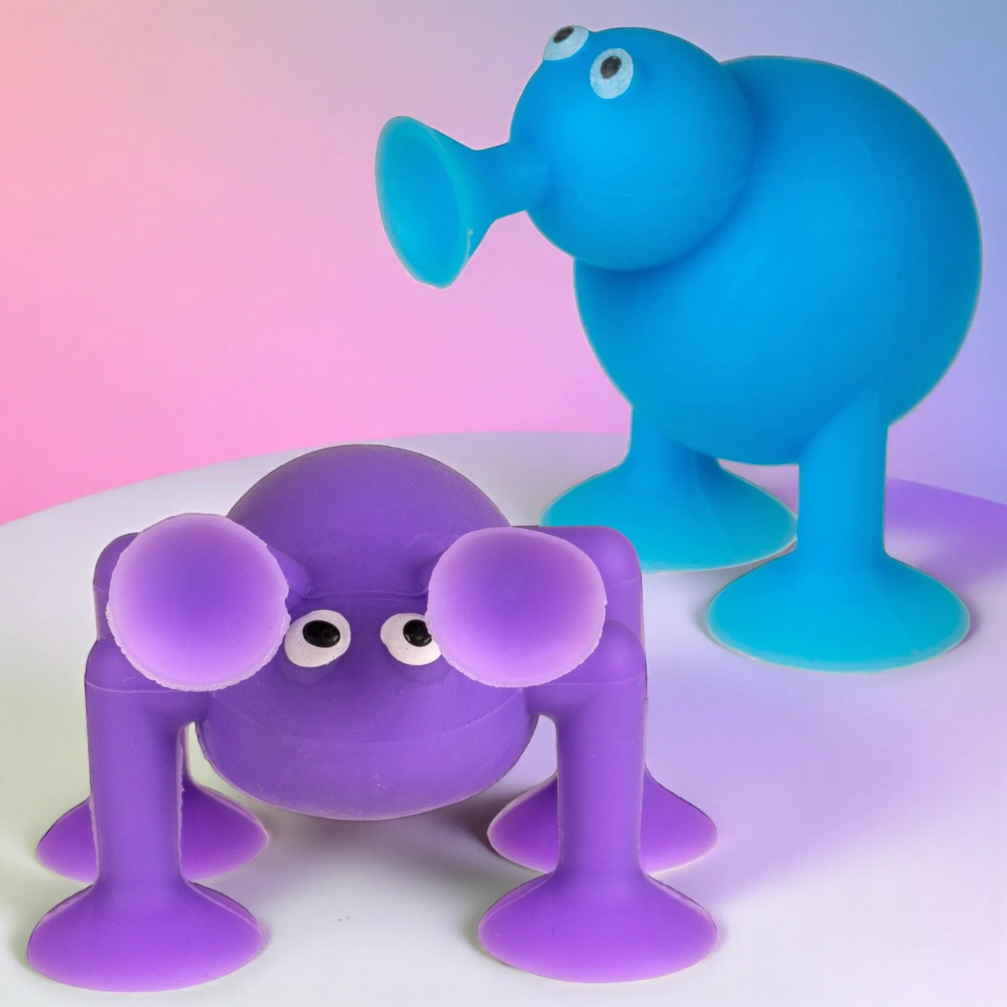 MIJOMA Silly Suction Animals zestaw 3 zabawnych ssących zwierząt z TPR, kolorowe mieszane, ok. 5 x 7 cm – zabawka sensoryczna, redukcja stresu, figurki zwierząt Fidget, modele losowe