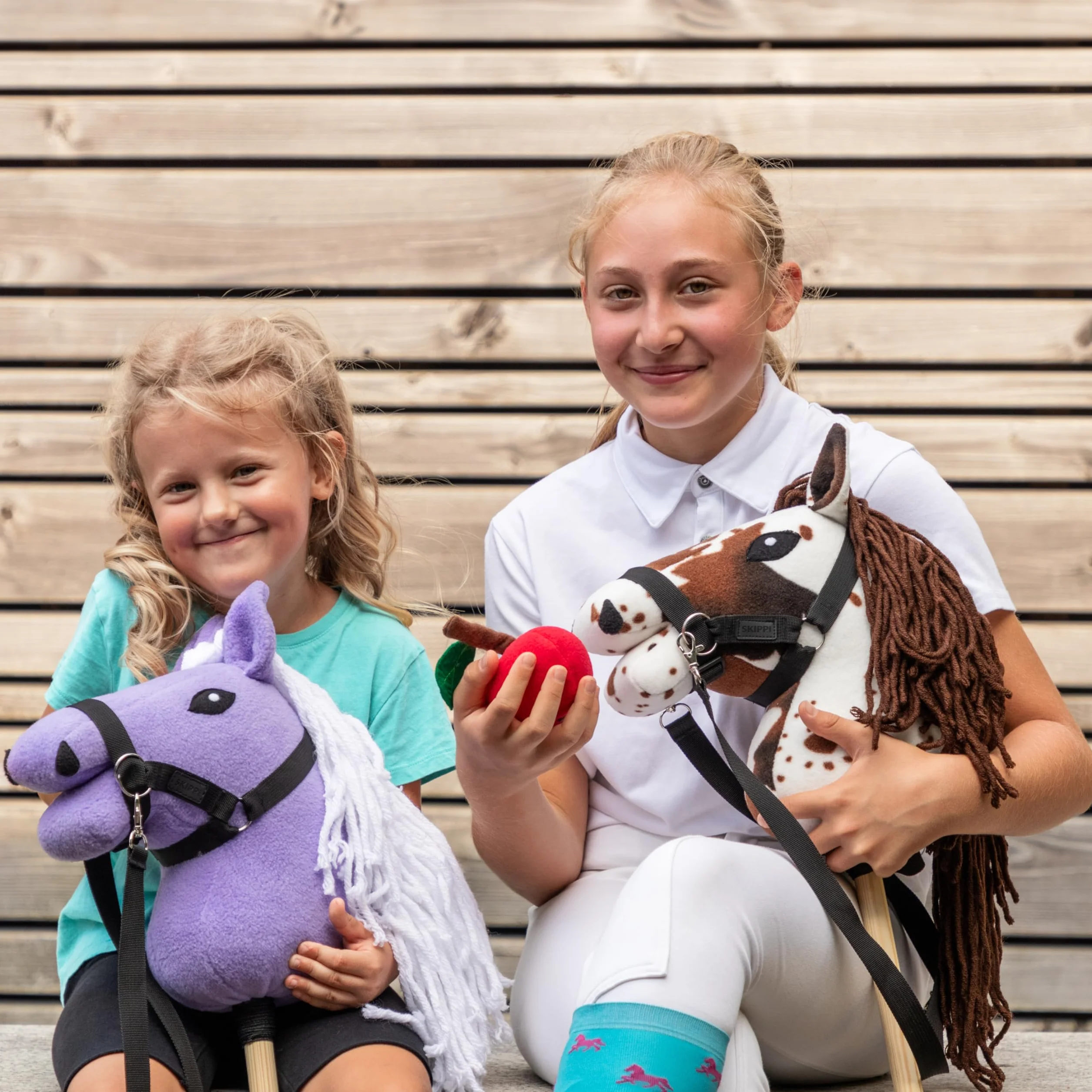 SKIPPI Hobby Horse Gniado-srokaty, A5, Kantar i Wodze w Zestawie, Łaciaty biało-brązowy Koń na Kiju
