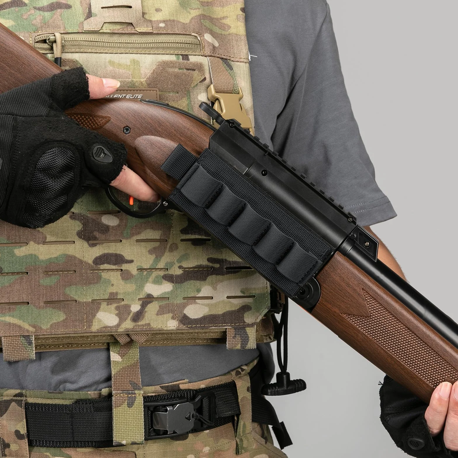 EXCELLENT ELITE SPANKER Taktisch 12 Nummer Shotgun Bullet Shell Halter für Gewehre Nylon(Schwarz)