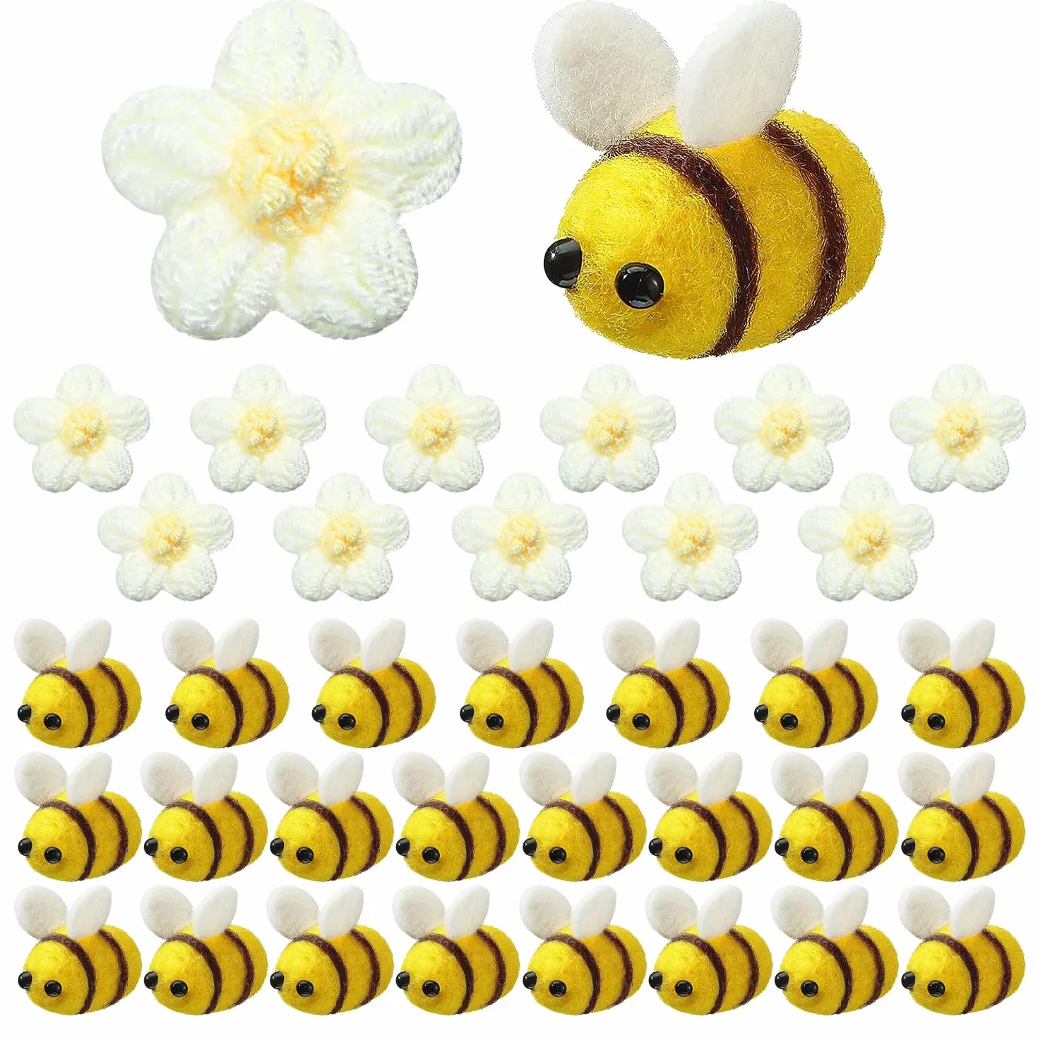 36 sztuk filcowych mini kwiatów pszczół, dekoracja pszczoły, filcowe pszczoły, mini pszczoły, do majsterkowania, sklepu, ubrań, dekoracji.