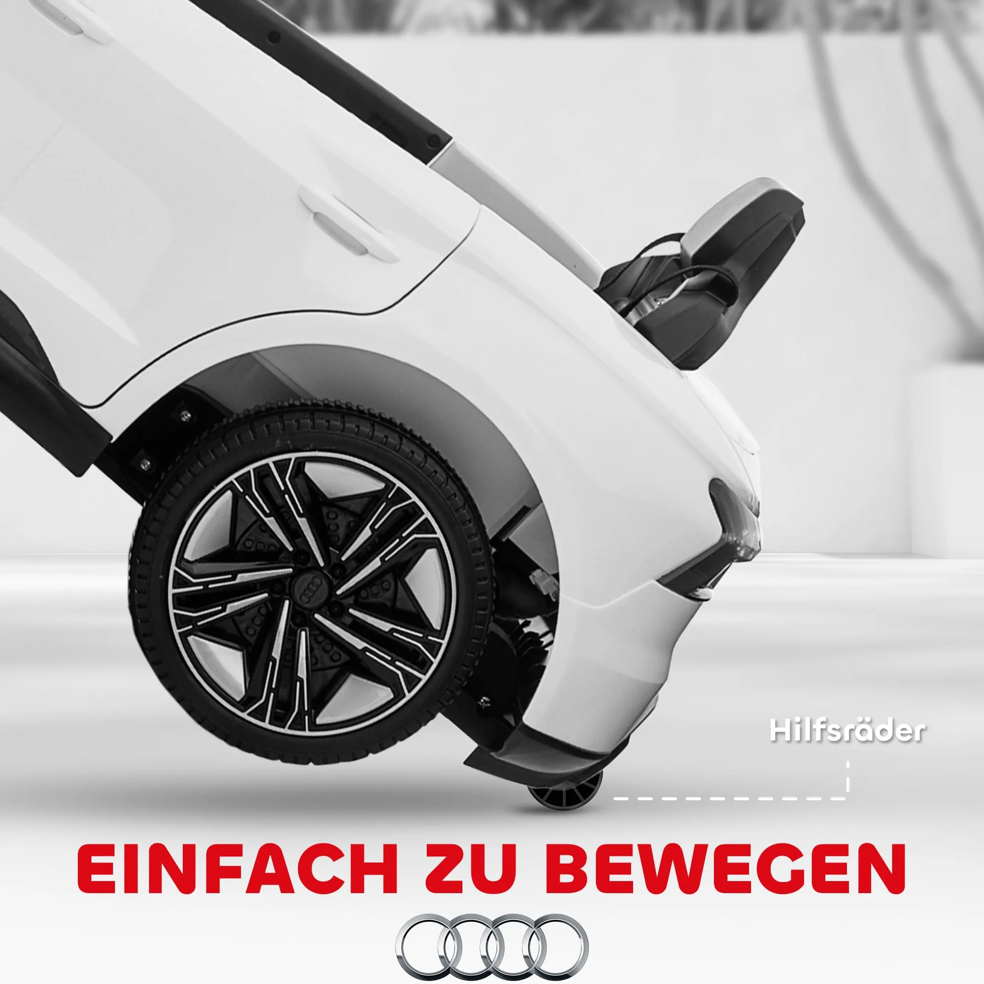 HOMCOM Samochód elektryczny dla dzieci, samochód dziecięcy z pilotem zdalnego sterowania, Audi RS e-tron GT, pojazd dziecięcy z pasem bezpieczeństwa, klaksonem, muzyką i reflektorem, do 5 km/h, dla