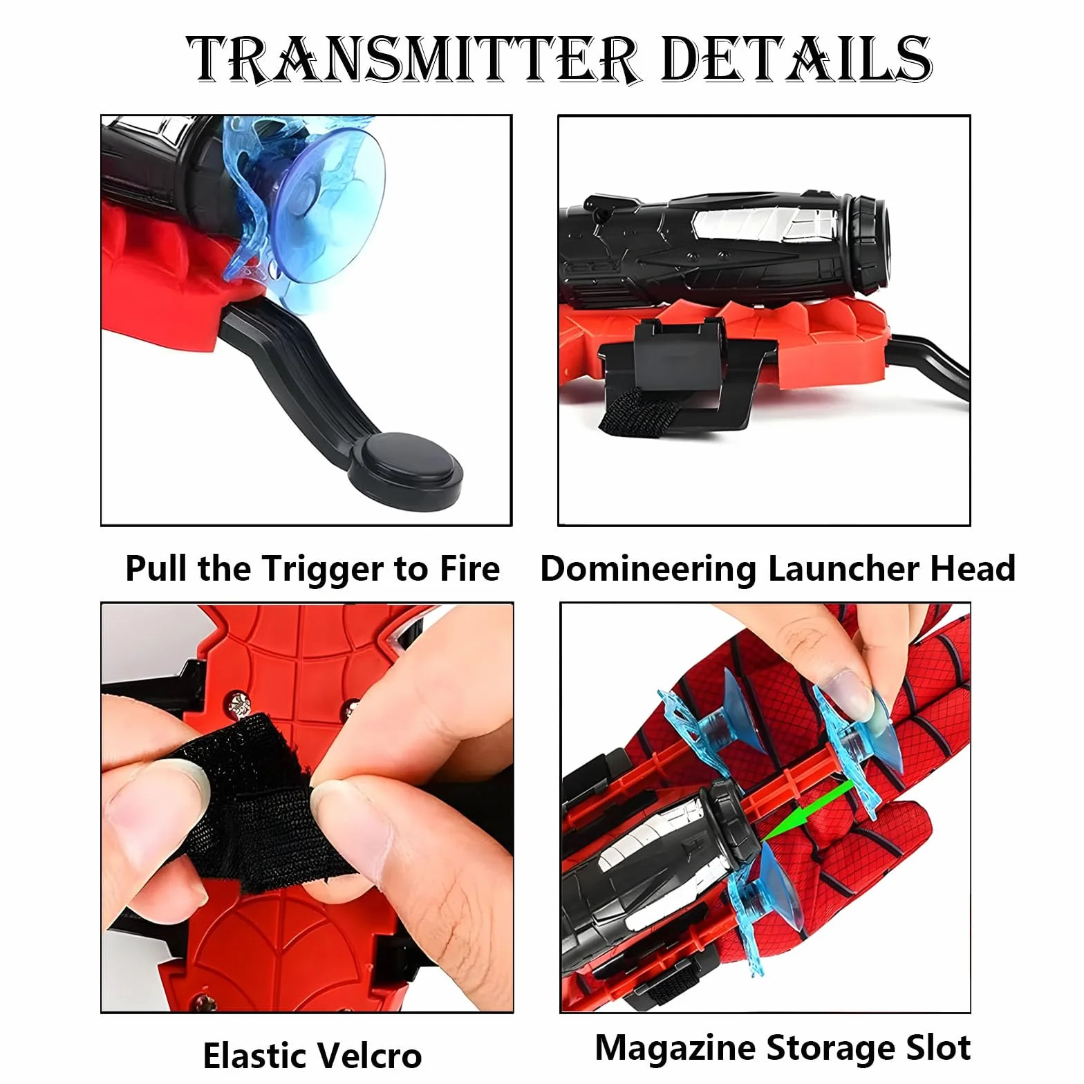 Zestaw 2 rękawic Spider Launcher, koronka toaletowa, zabawka dla dzieci, rękawice do odgrywania ról, zabawna zabawka edukacyjna