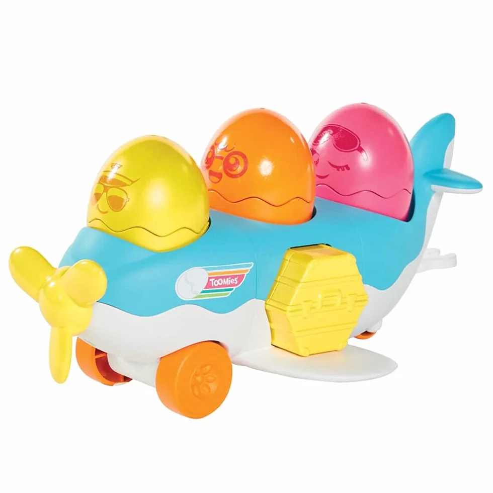 Toomies TOMY Hide and Squeak 2 w 1 Load and Go Plane zabawka dla niemowląt, zabawka edukacyjna dla niemowląt, zabawki muzyczne z kolorami i dźwiękami, dla chłopców i dziewcząt w wieku 1, 2 i 3 lat