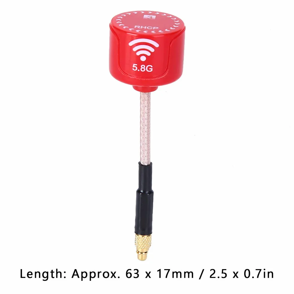 Antena o wysokim wzmocnieniu 5,8 GHz 3dBi LHCP do drona wyścigowego FPV RC części akcesoria czerwona (MMCX prosta)