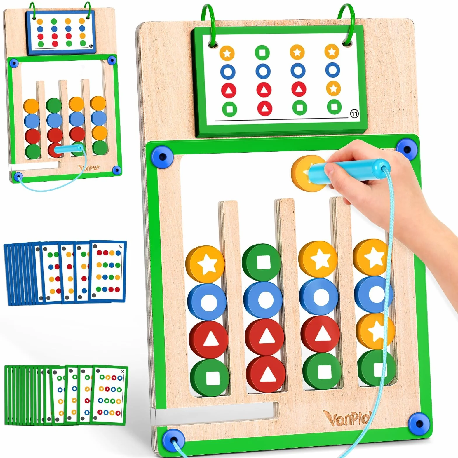 Vanplay Montessori Zabawka od 3 4 5 6 lat, Gry magnetyczne Labirynt Zabawka z sortowaniem z drewna, Zabawka edukacyjna Prezent Zabawka od 3 4 5 6 lat dla dziewczynek i chłopców